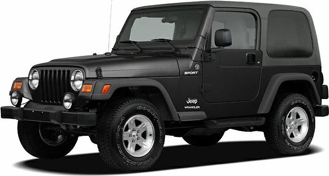 Black Jeep Wrangler TJ classic off-road SUV front-side view