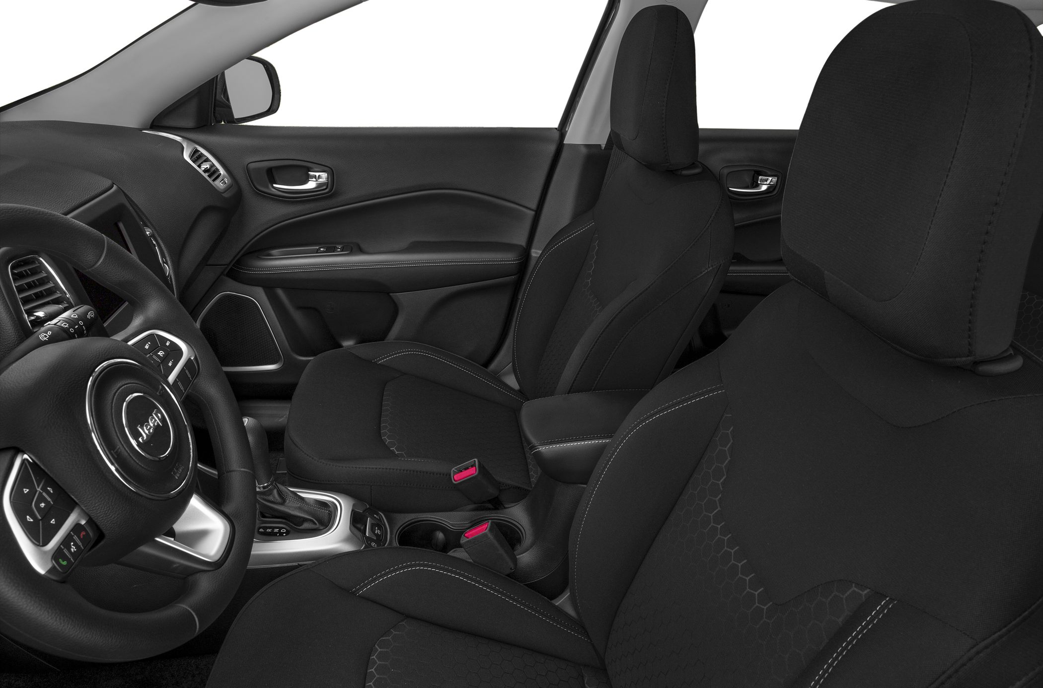 Ergonomic front seats with fabric upholstery and modern dashboard design