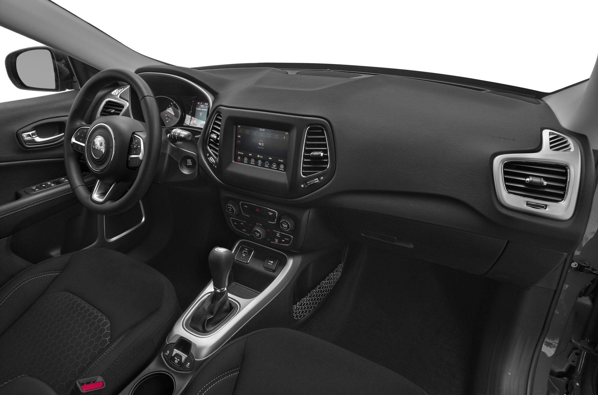 Dashboard with touchscreen and multifunction steering wheel