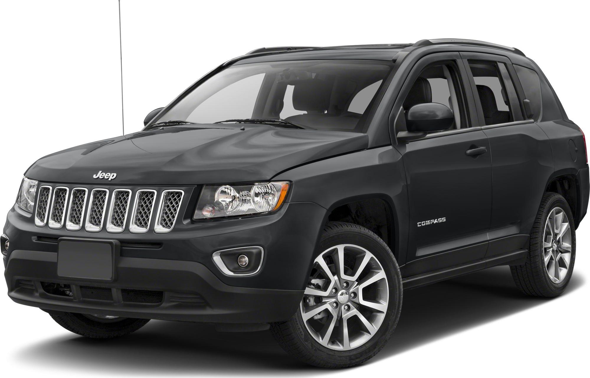 Front side view of black SUV with distinctive grille and headlamps
