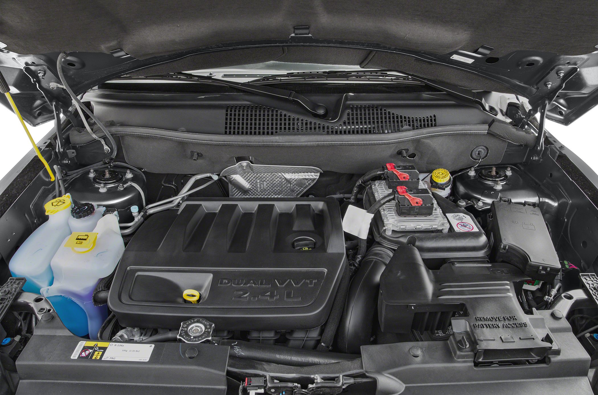 Engine bay with Dual VVT 2.4L motor and battery access under the hood.