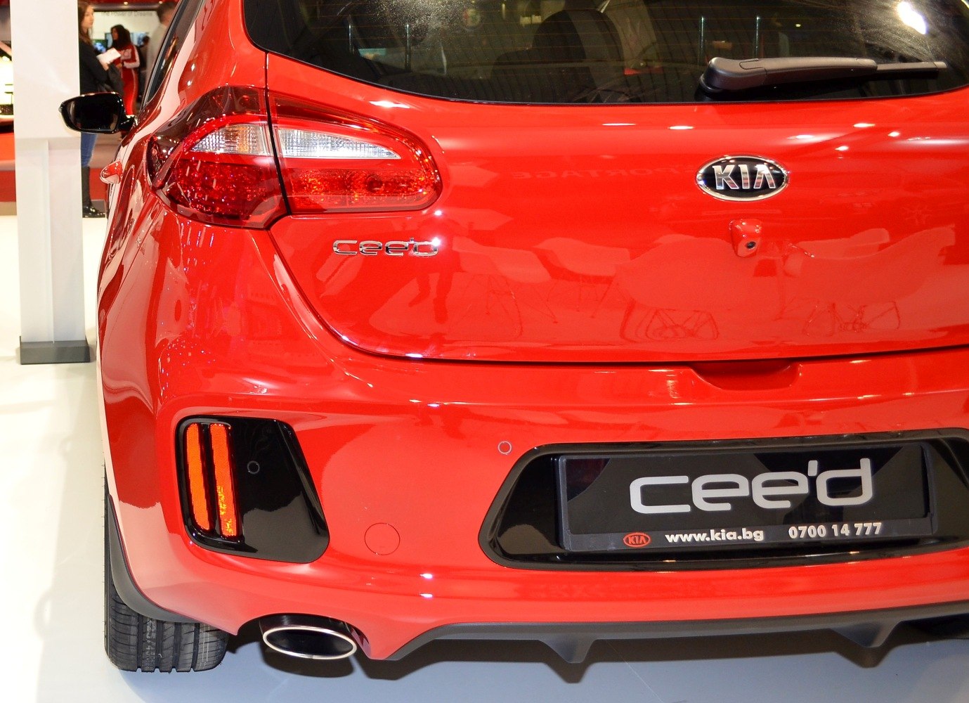 Close-up of rear end with tail light and exhaust tip