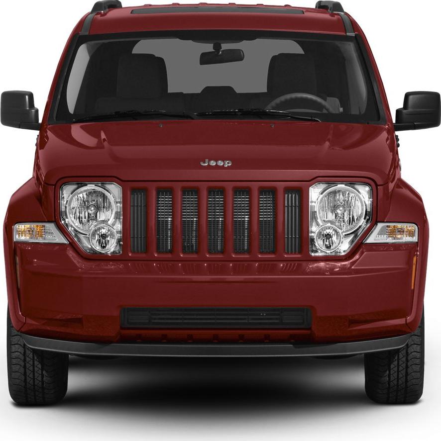 Front view with seven-slot grille and round headlights