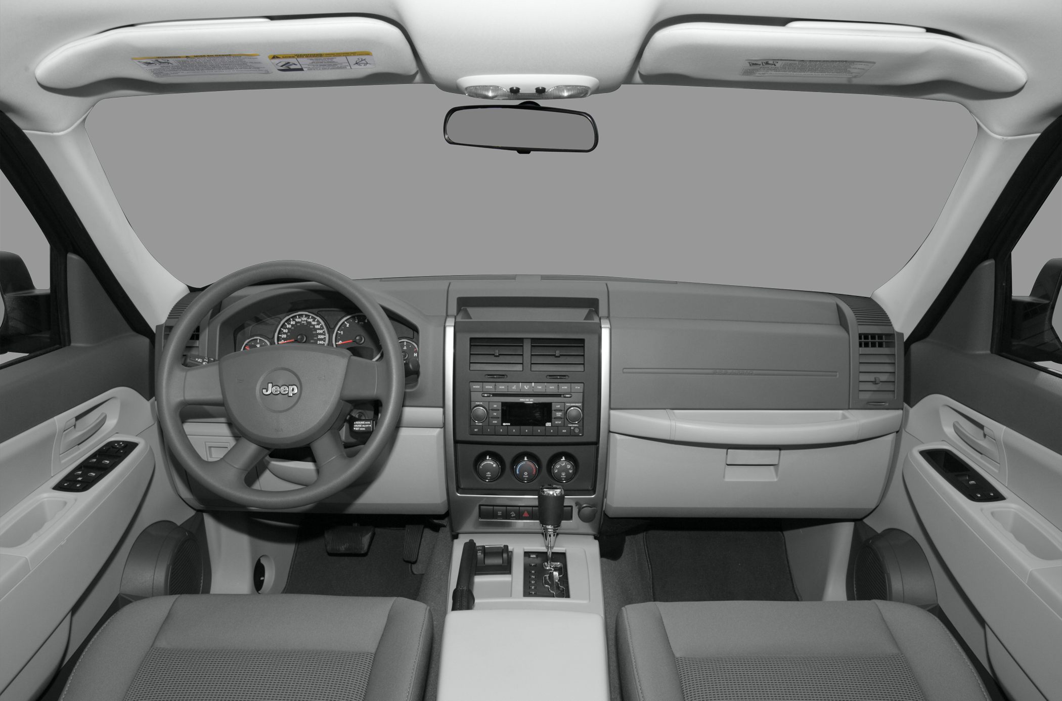 Detailed dashboard, steering wheel, and center console interior view