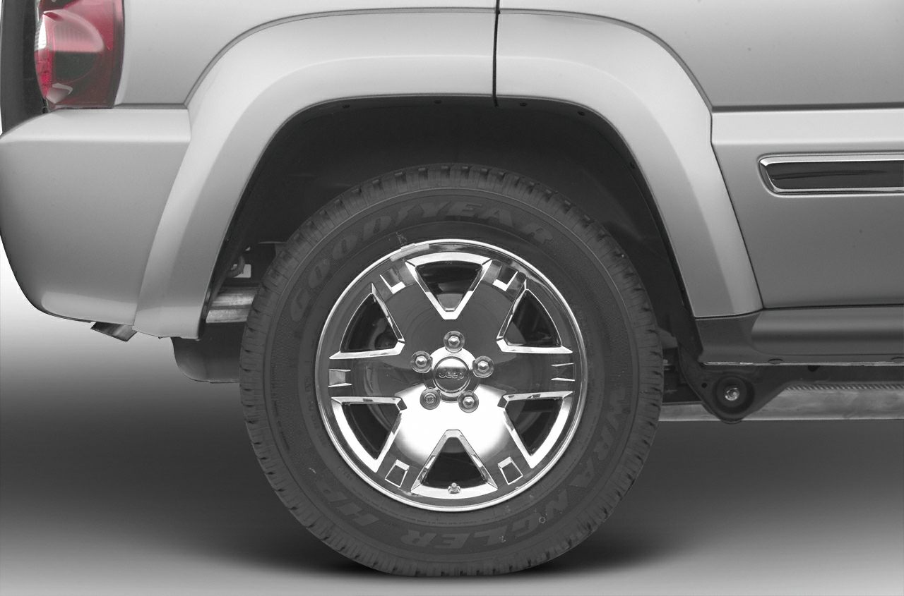 Close-up of rear wheel and fender with alloy rim and tire branding