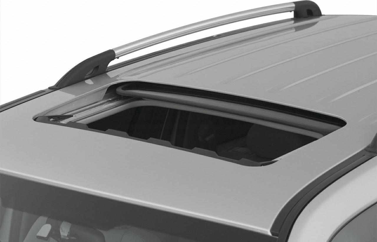 Open sunroof and roof rack on SUV roof