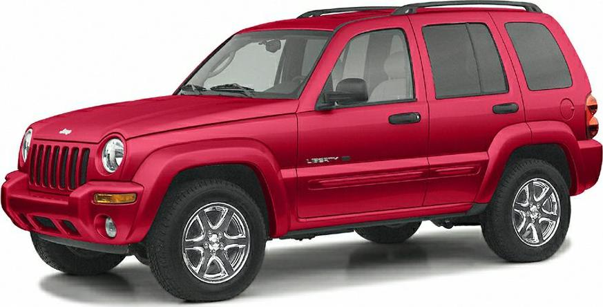 Red SUV with round headlights, chrome wheels, and roof rails