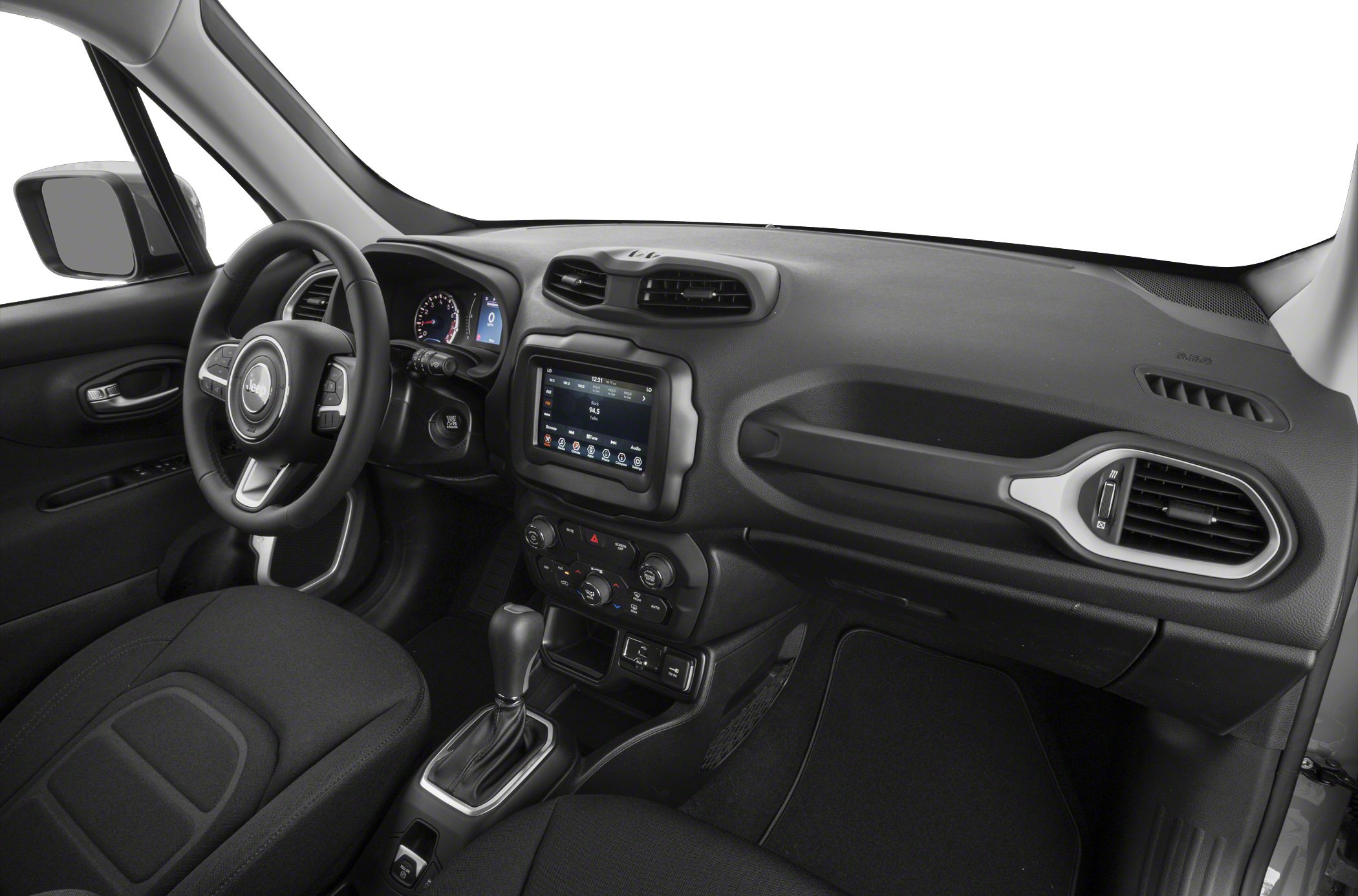 Modern interior with digital gauges and touchscreen infotainment system