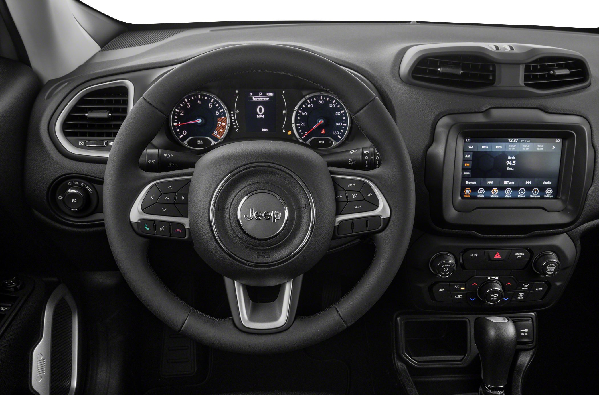Digital instrument cluster and touchscreen infotainment system with multifunction steering wheel