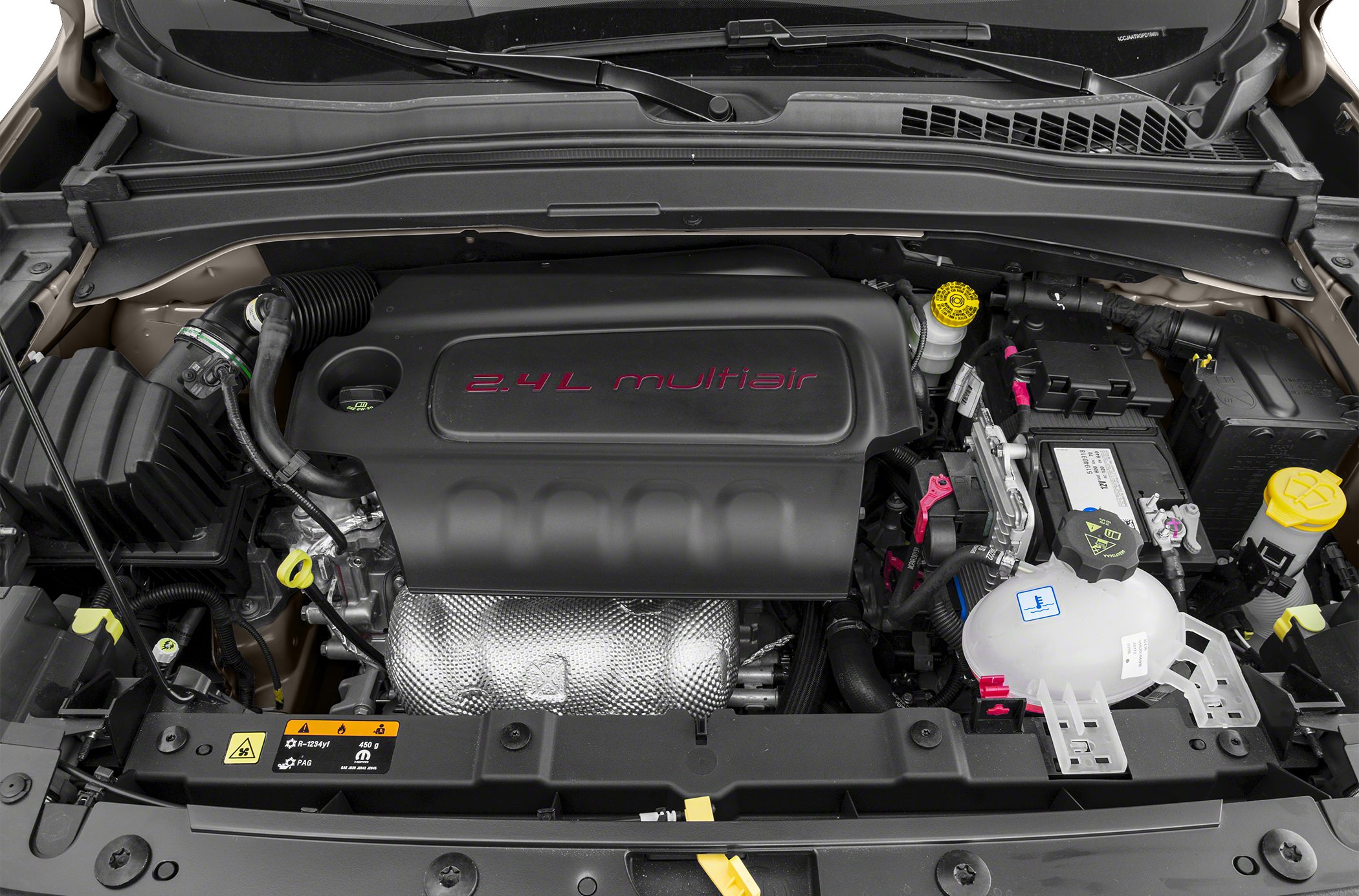 2.4L MultiAir engine bay with components and air intake system