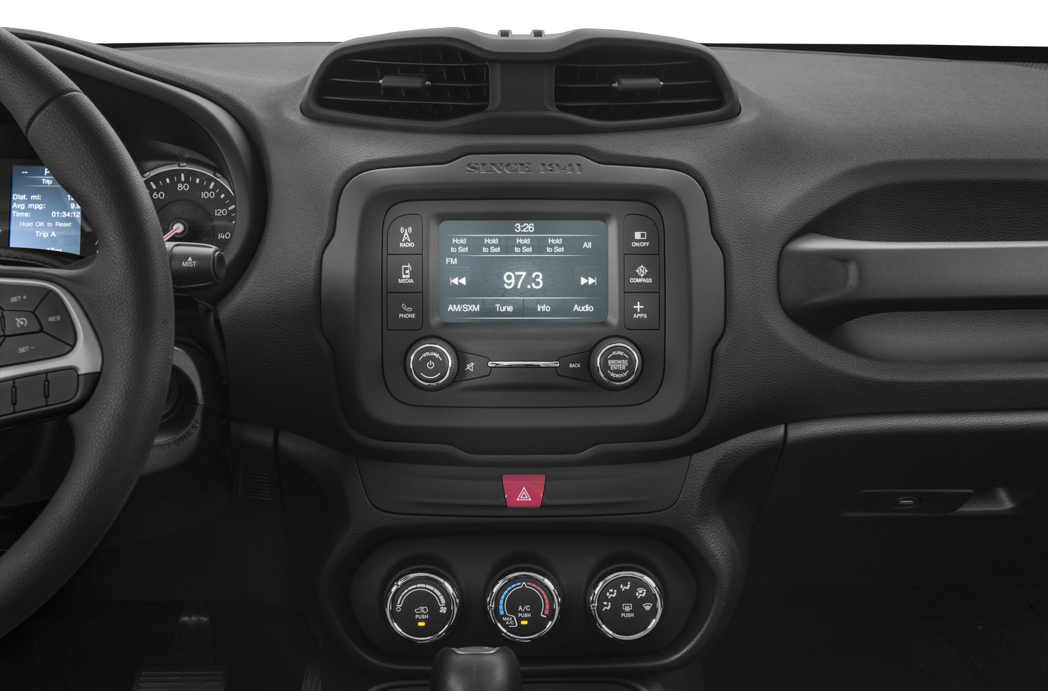 Dashboard with infotainment screen and climate controls