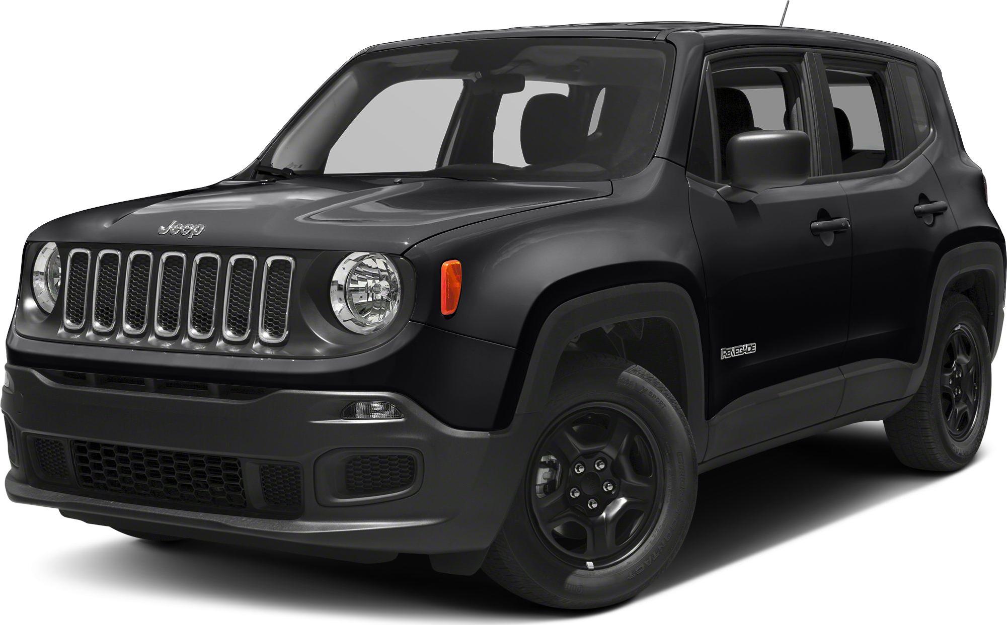 Front angled view of black SUV with distinct grille and round headlights