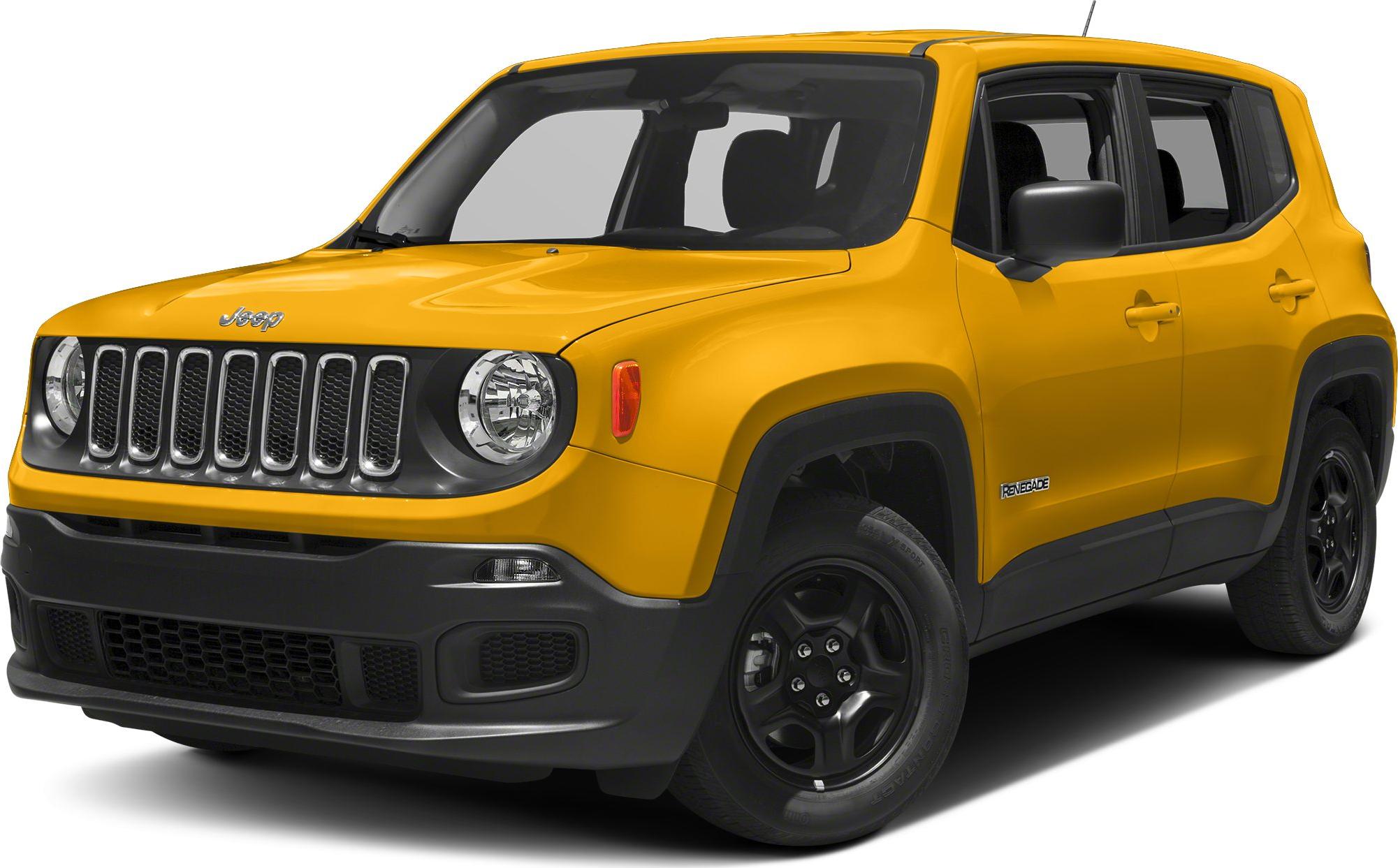 Yellow SUV front side view with classic grille and round headlights