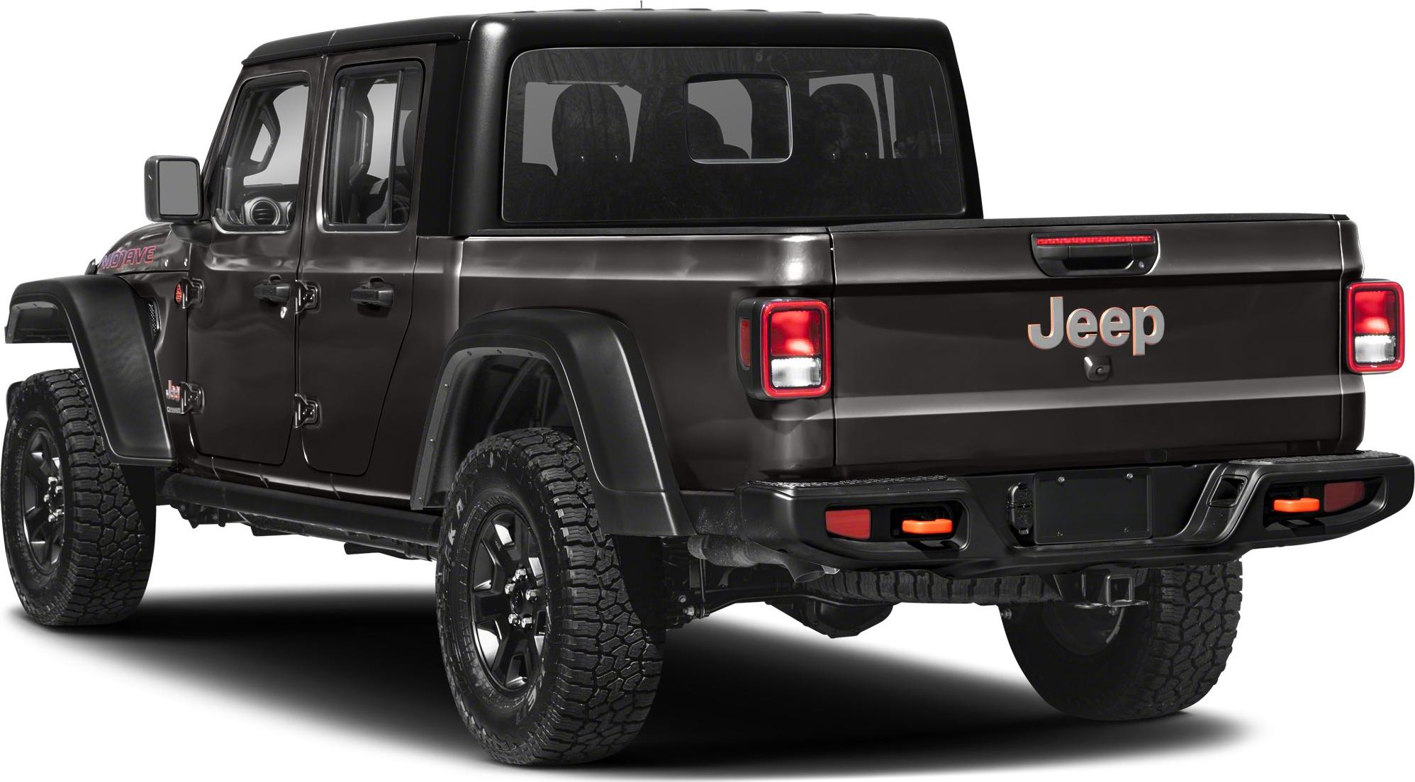 Pickup rear view with off-road tires and distinctive taillights