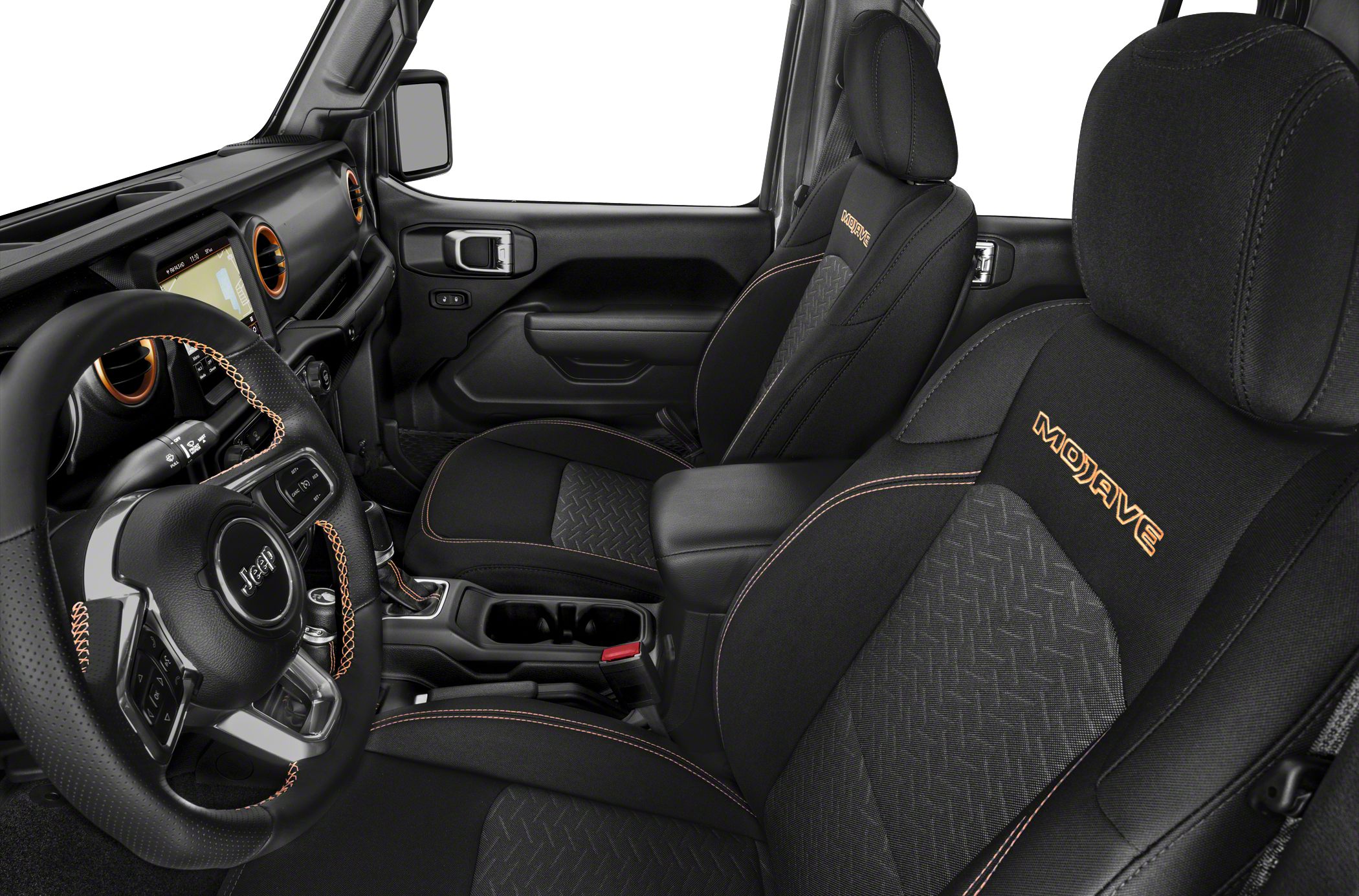 Black interior seats with Mojave embroidery and detailed dashboard