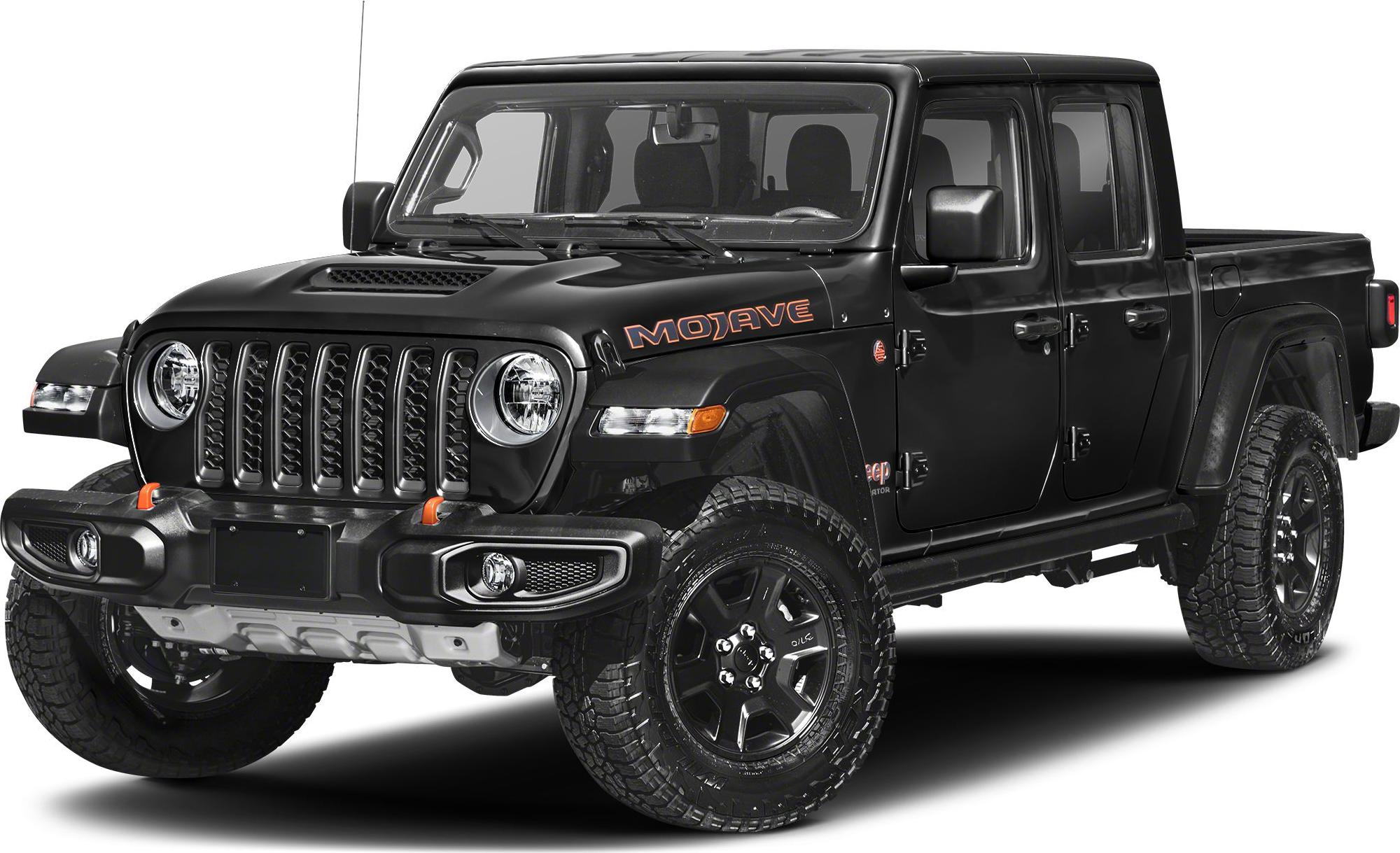 Black matte off-road truck with rugged tires and seven-slot grille