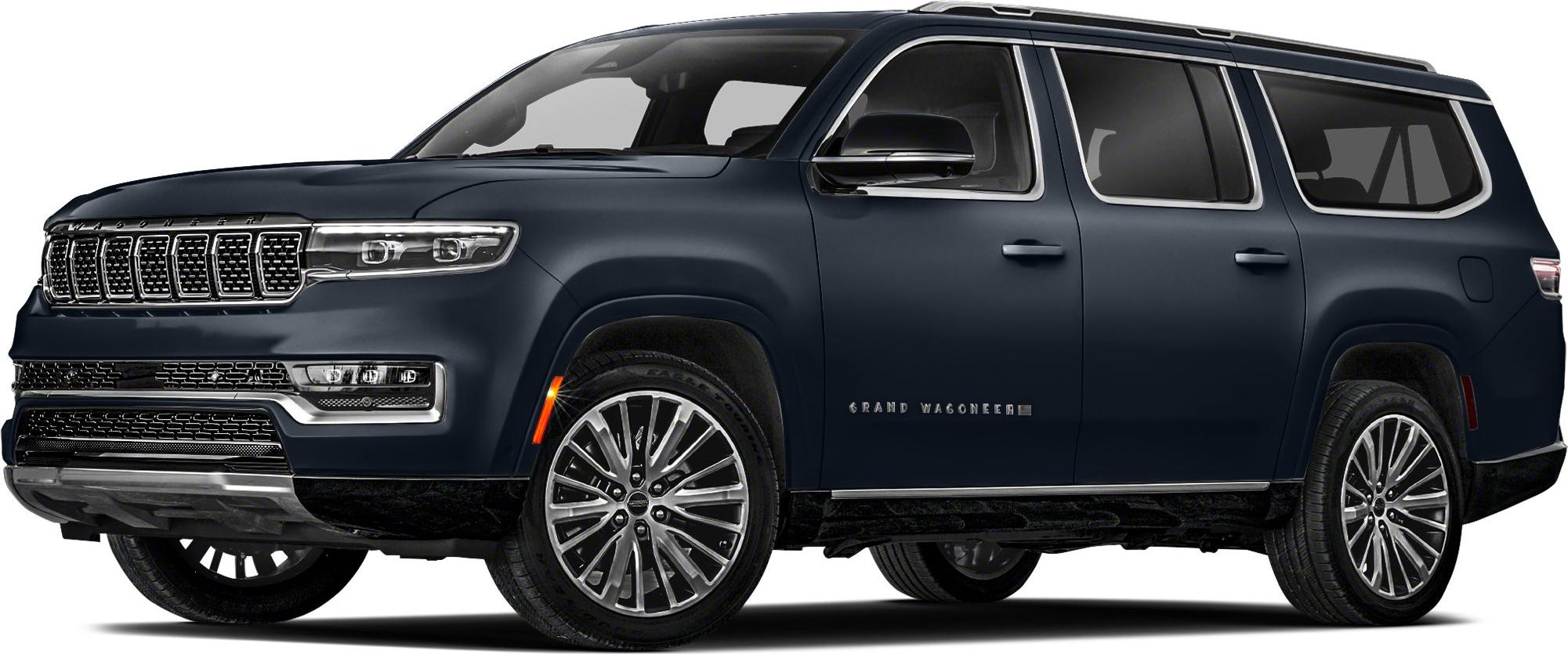 Distinctive front grille and large alloy wheels on a luxury SUV side view