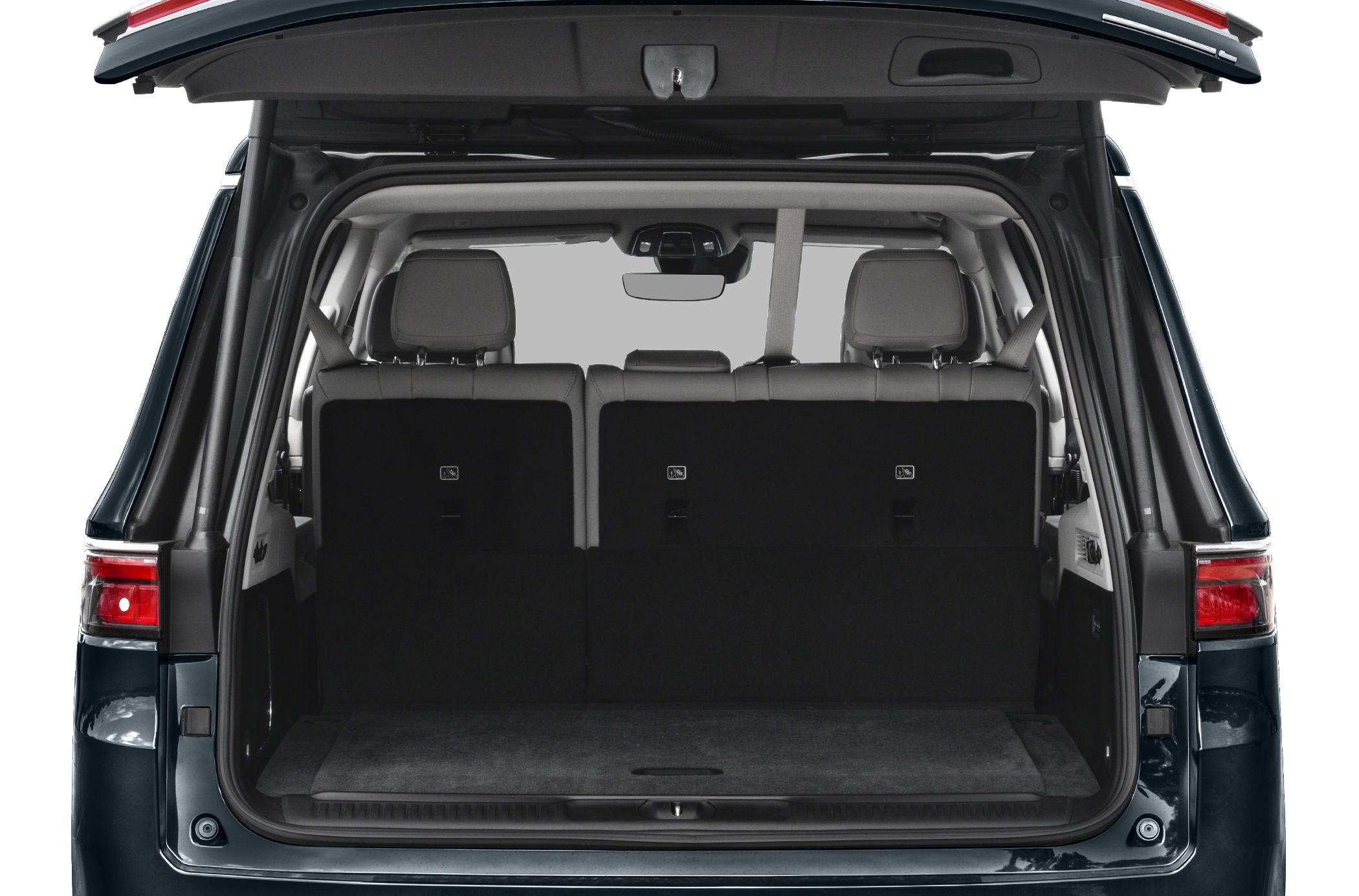 Spacious rear cargo area with upright rear seats
