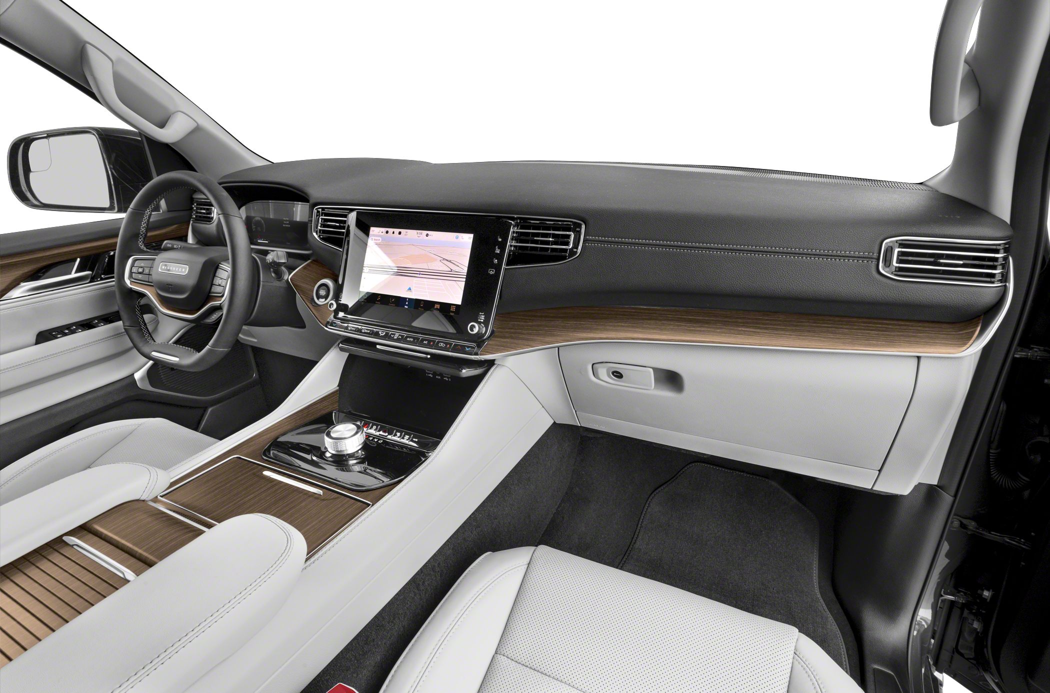 Premium wood trim and digital center display in modern SUV interior