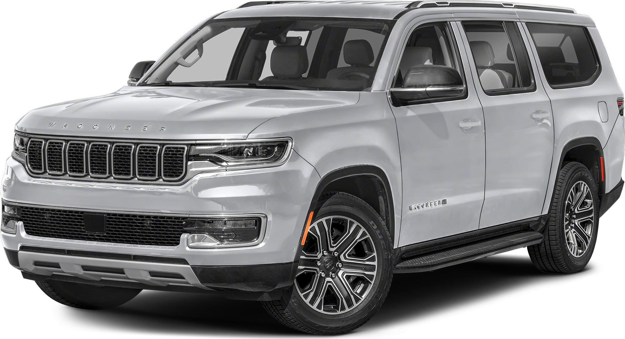 SUV front grille and side profile with wheels and running boards