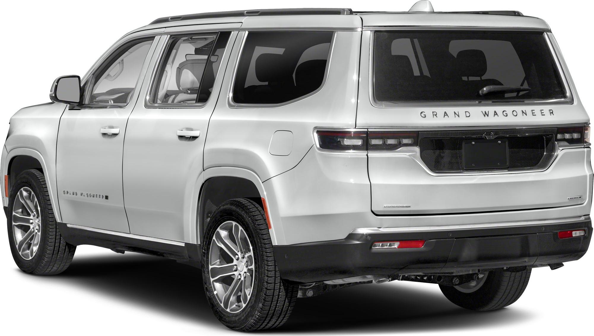 Rear side view of large luxury SUV with modern design elements