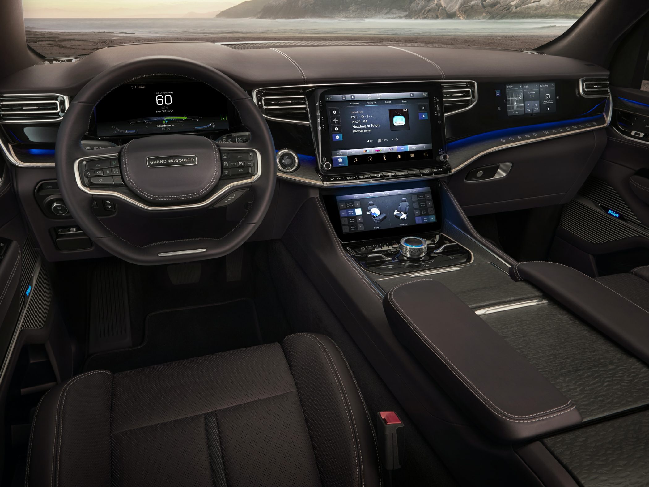 Digital dashboard and dual touchscreen infotainment center