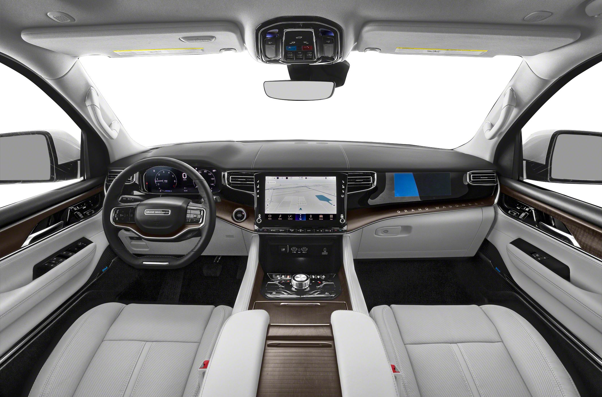 Digital dashboard, infotainment touchscreen, premium wood trim interior