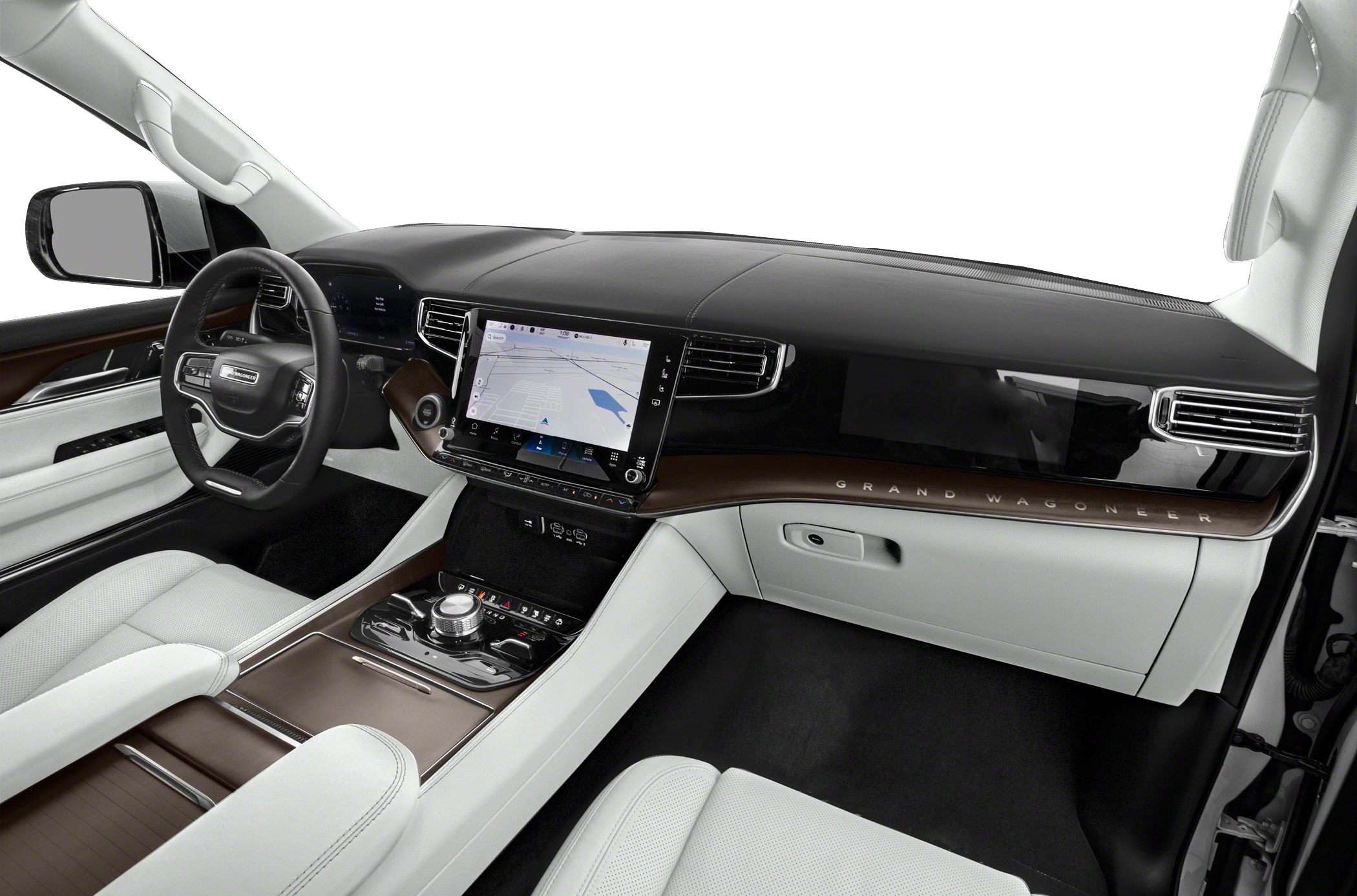 Luxury SUV interior with digital dashboard and premium materials