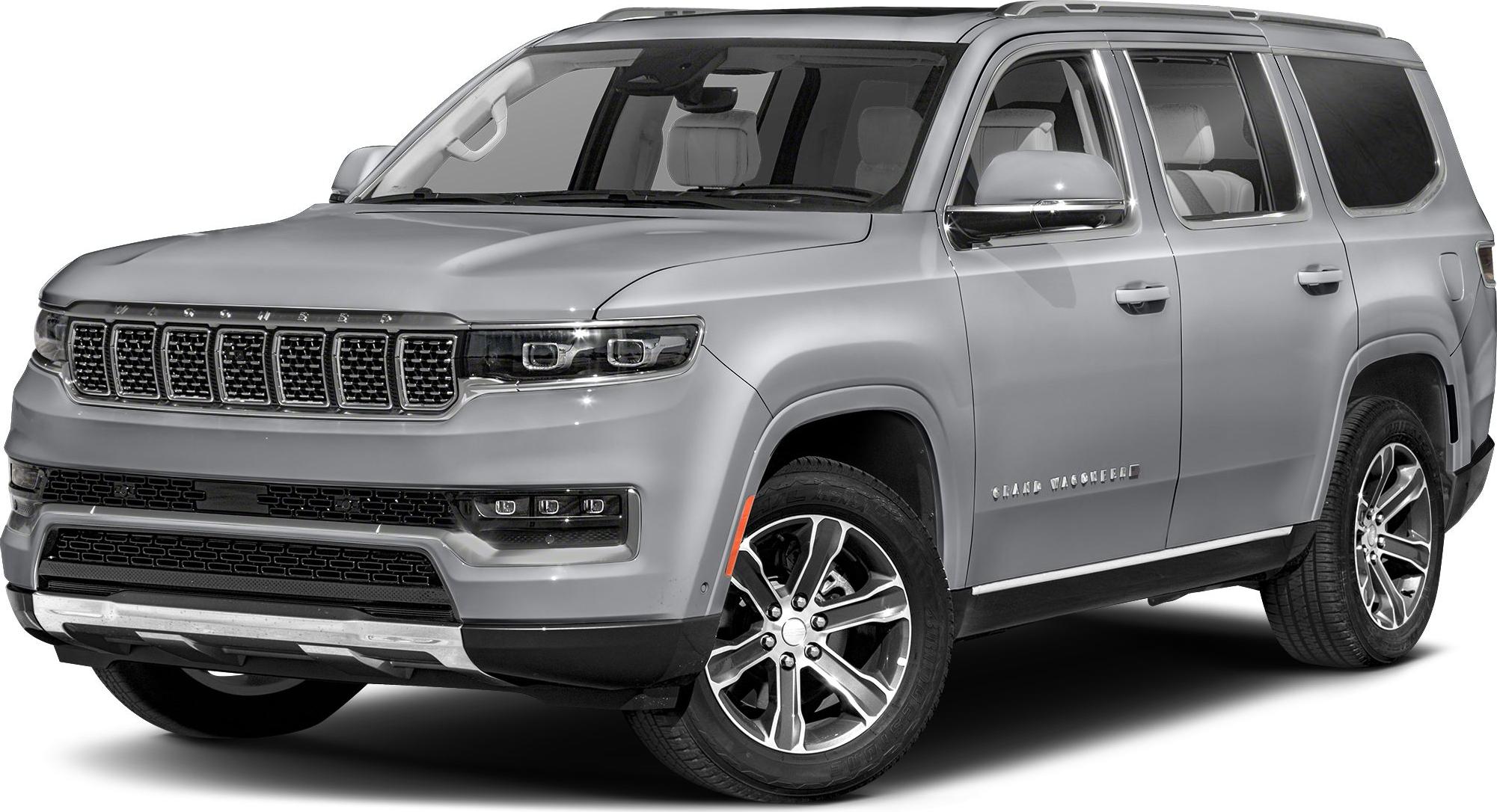 Front side view of luxury SUV with distinctive grille and LED headlights
