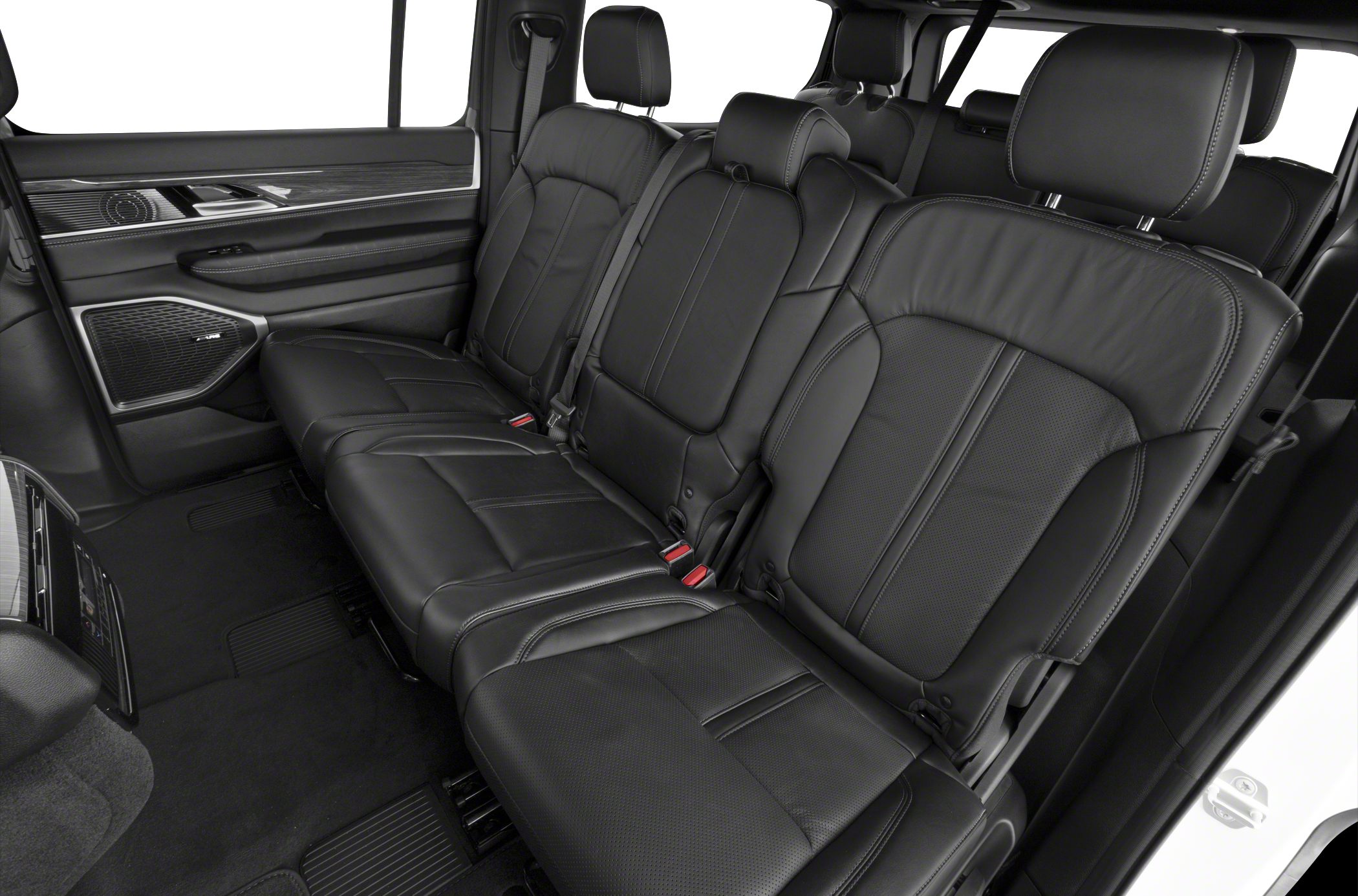 Spacious rear seating with leather upholstery and headrests