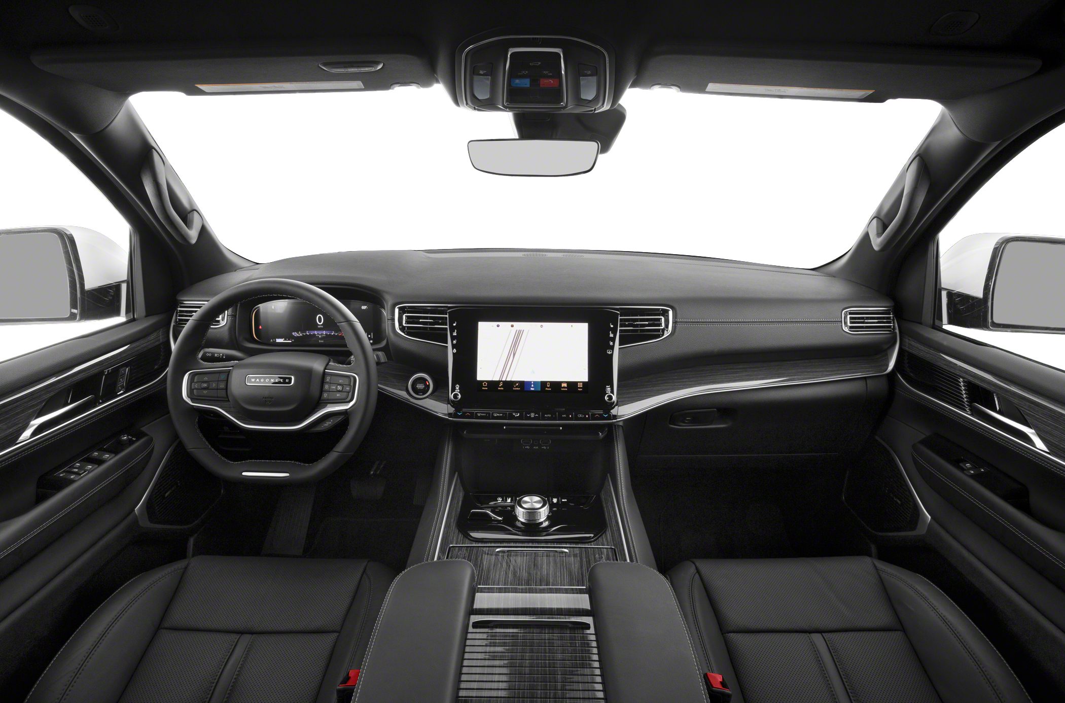 Digital dashboard, touchscreen center display, elegant steering wheel