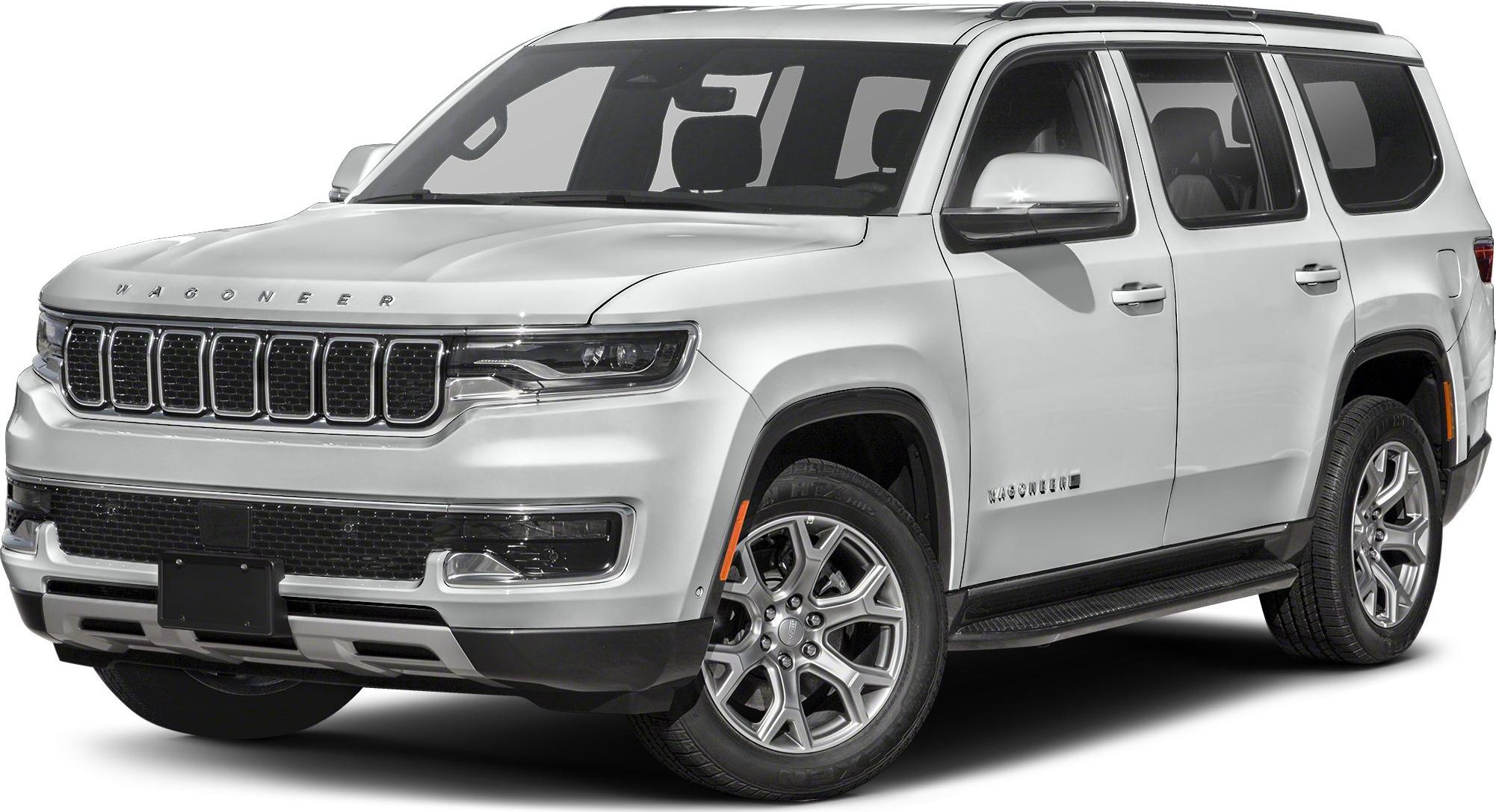 Front side view of modern SUV with distinctive grille and alloy wheels