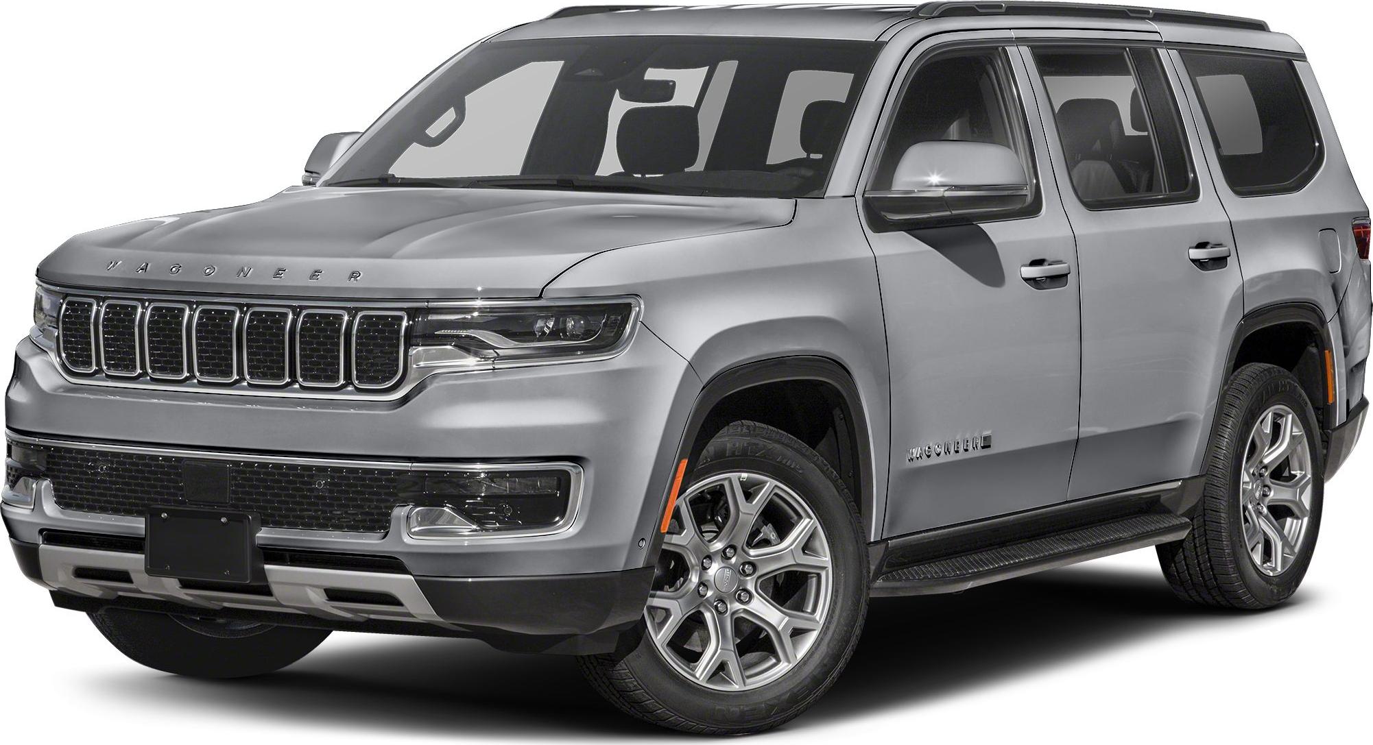 Front and side view of SUV with chrome seven-slot grille and LED headlights