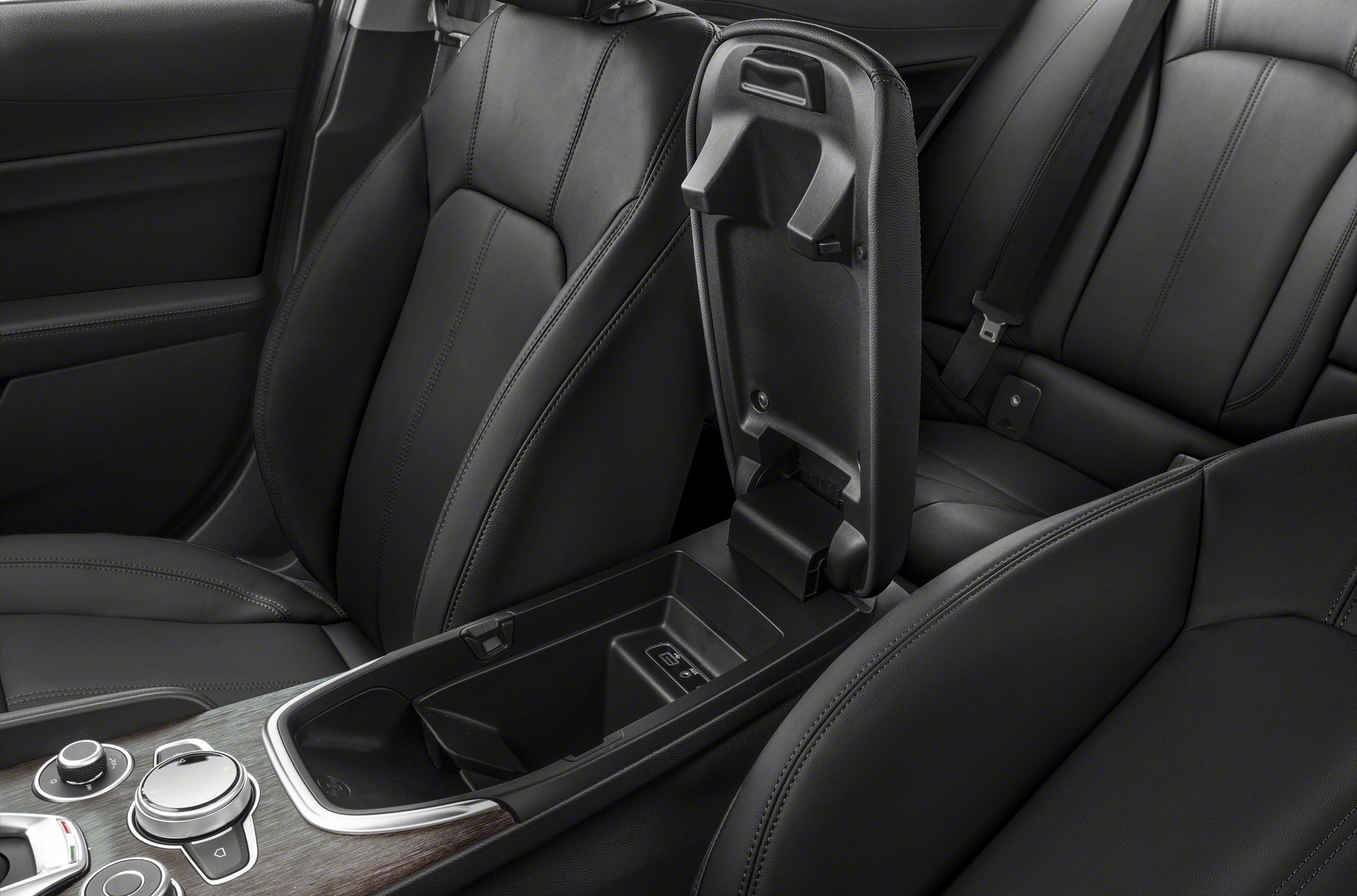 Leather seats and open center console storage compartment