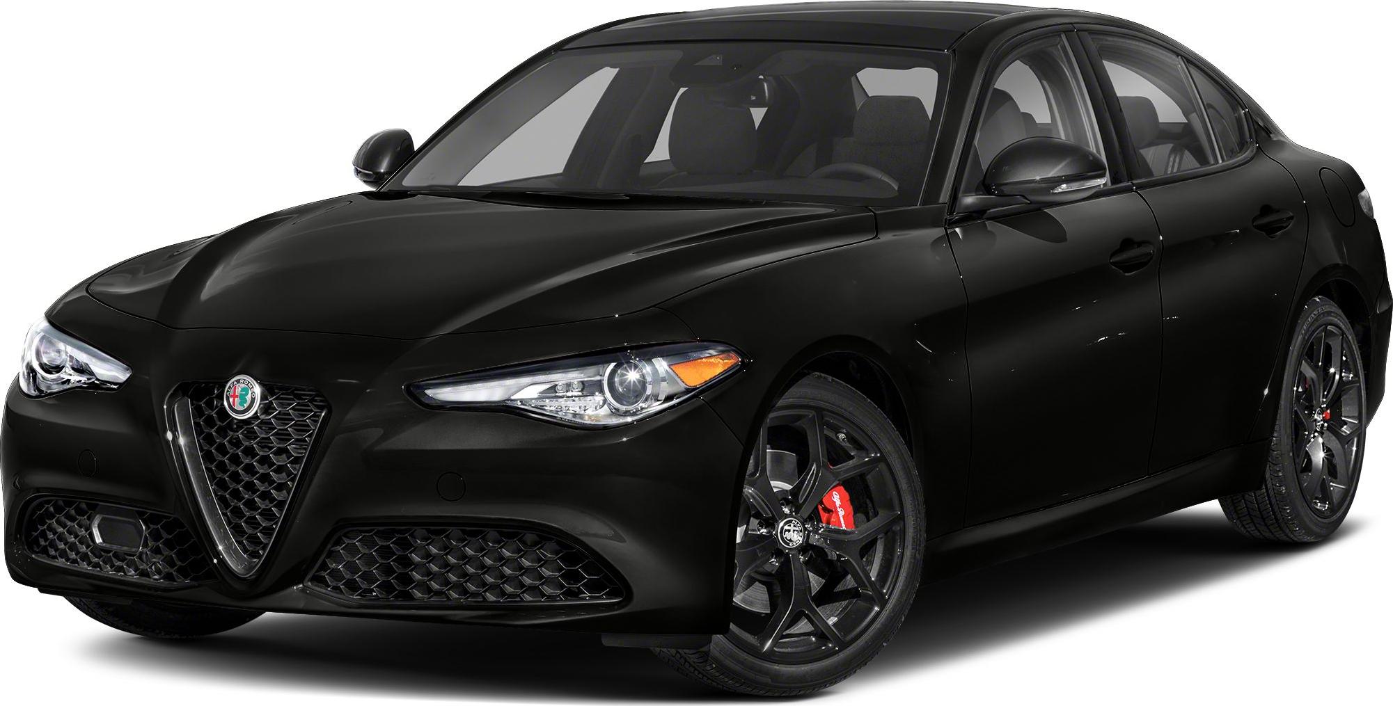 Black sedan with lattice grille and sporty alloy wheels.