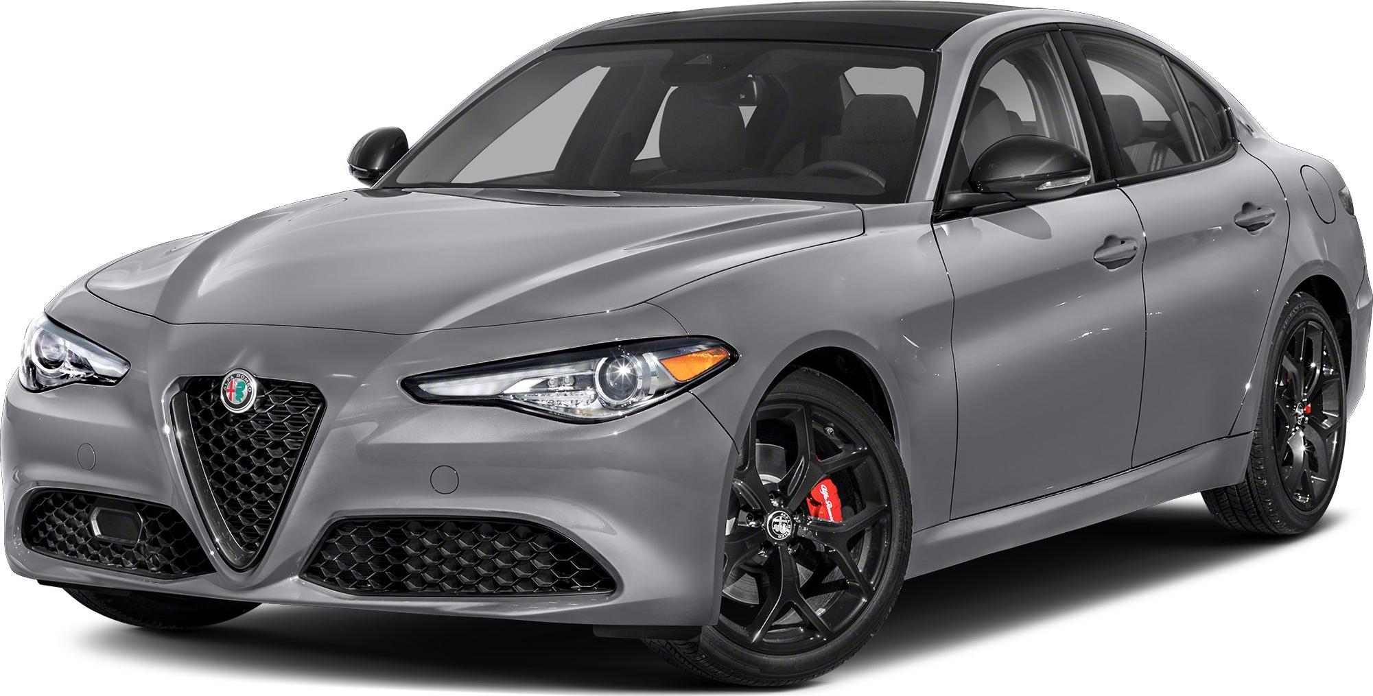 Front and side profile with headlights and black alloy wheels with red calipers