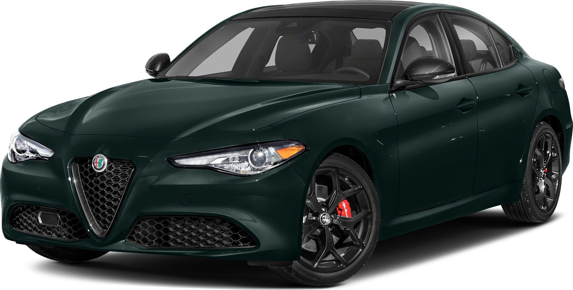 Front view with triangular grille, sleek headlights, and sporty wheels with red brake calipers