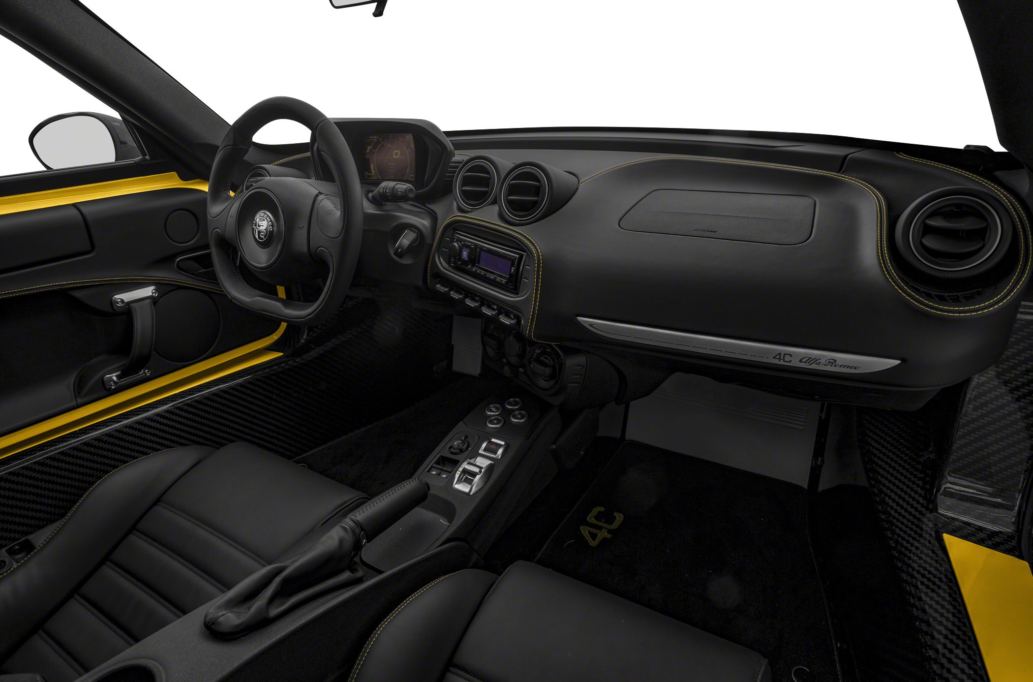 Leather interior with carbon fiber trim and modern dashboard layout