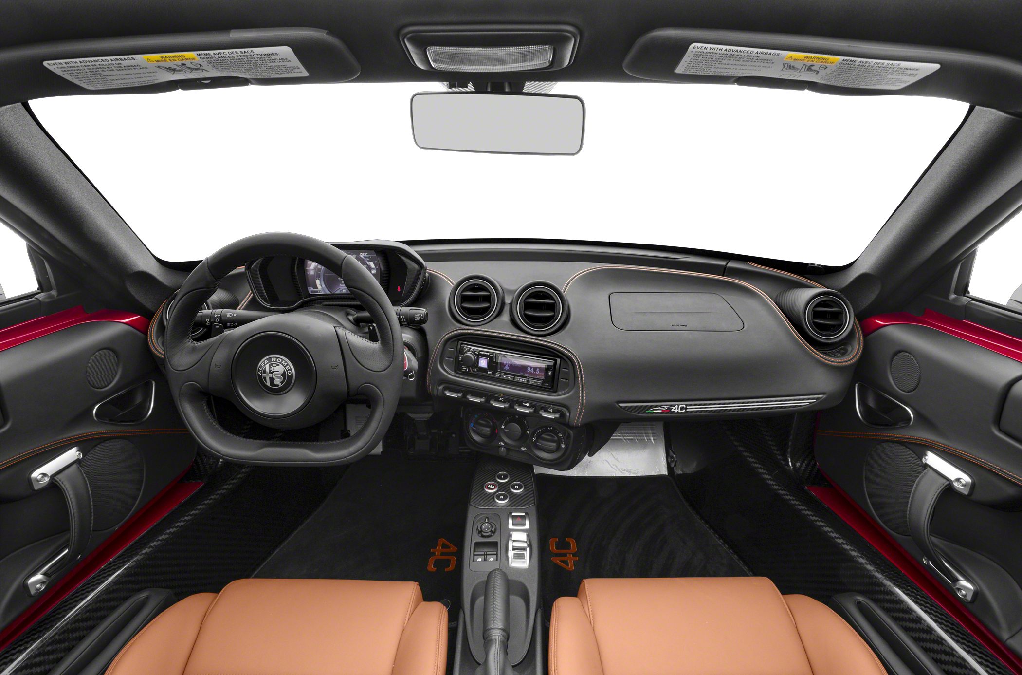 Dashboard, steering wheel, center console with leather and carbon fiber trim