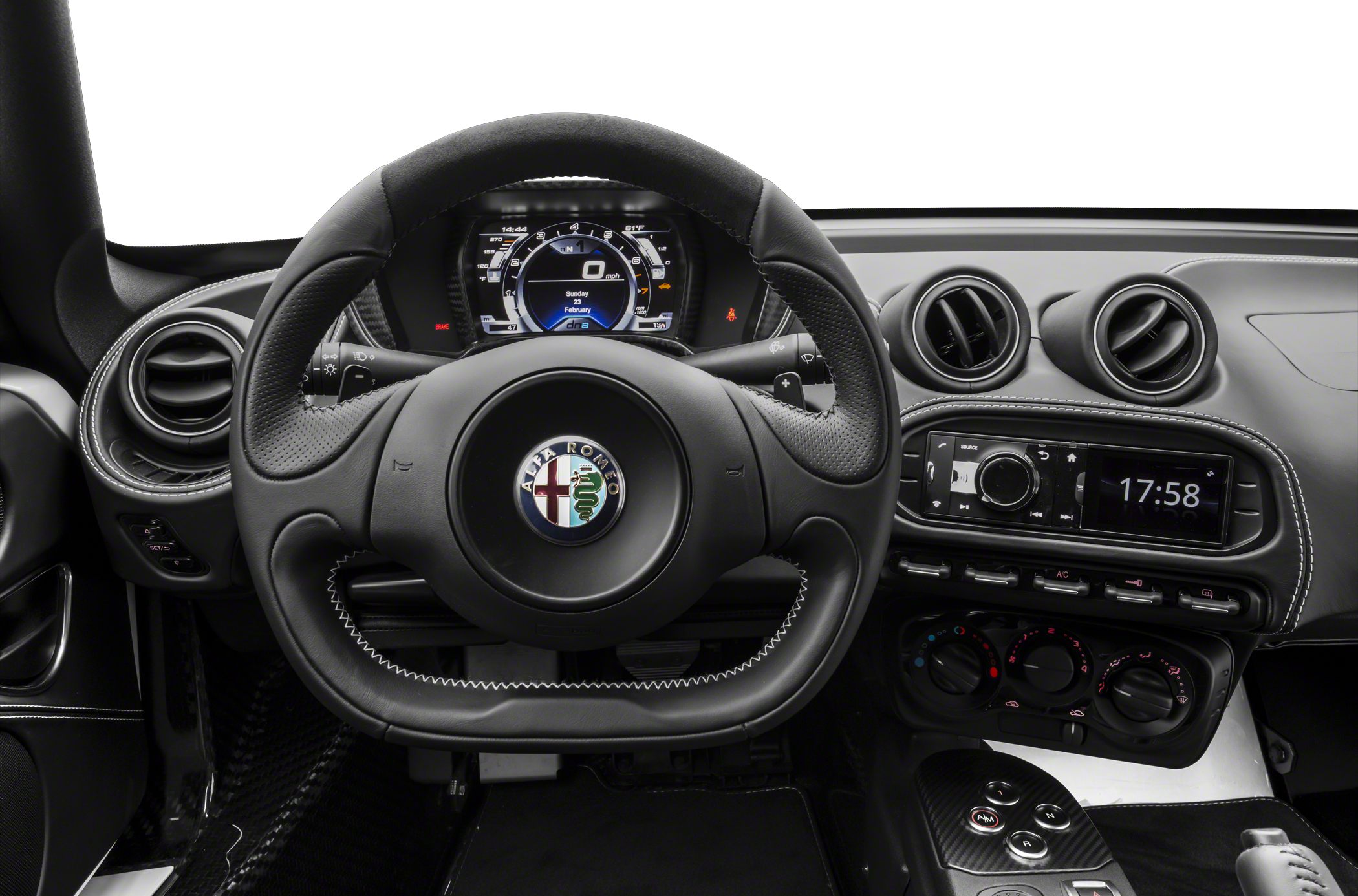 Digital instrument cluster with multifunctional steering wheel and dashboard controls