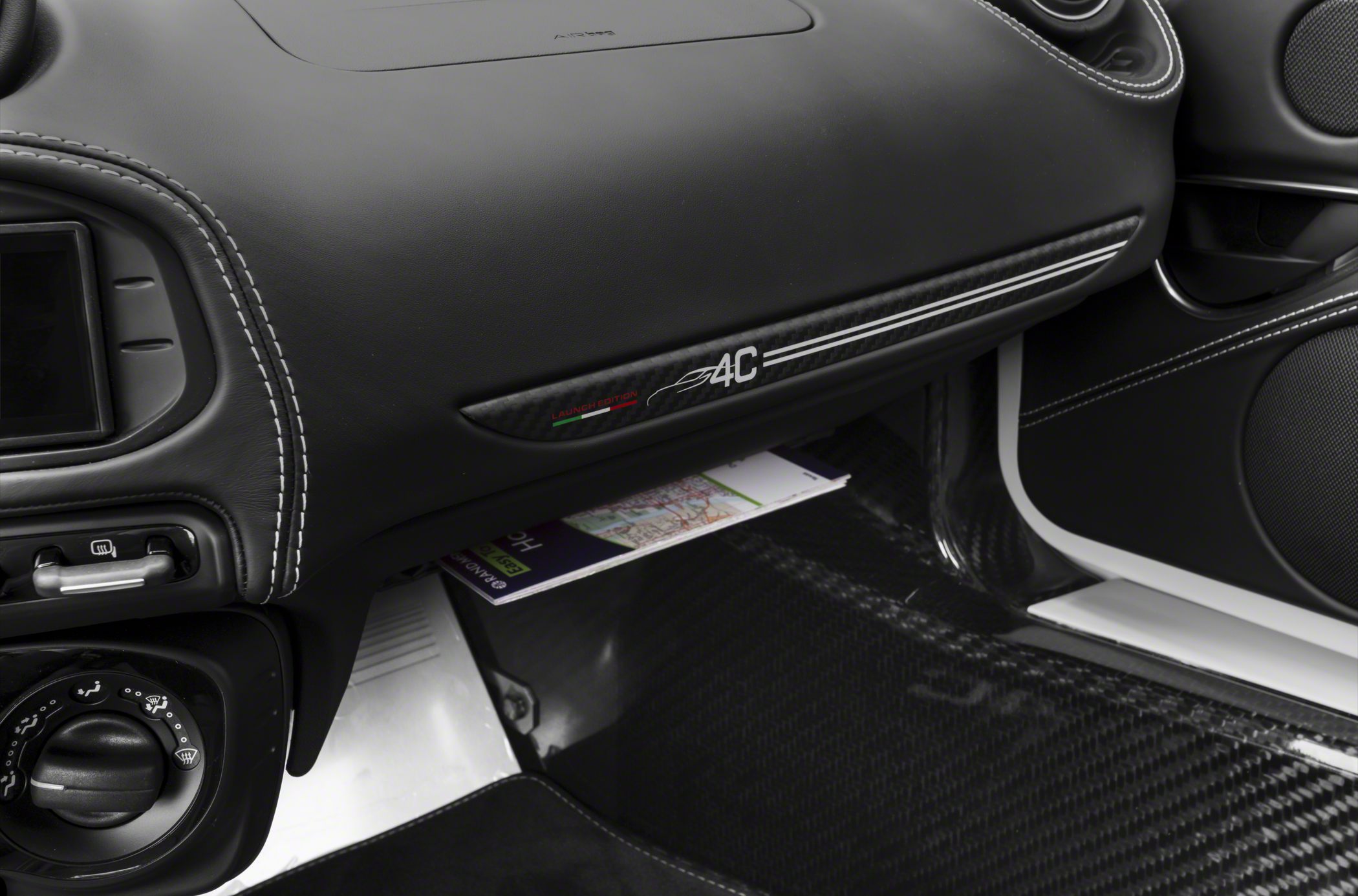 Dashboard with carbon fiber trim and 4C launch edition insignia