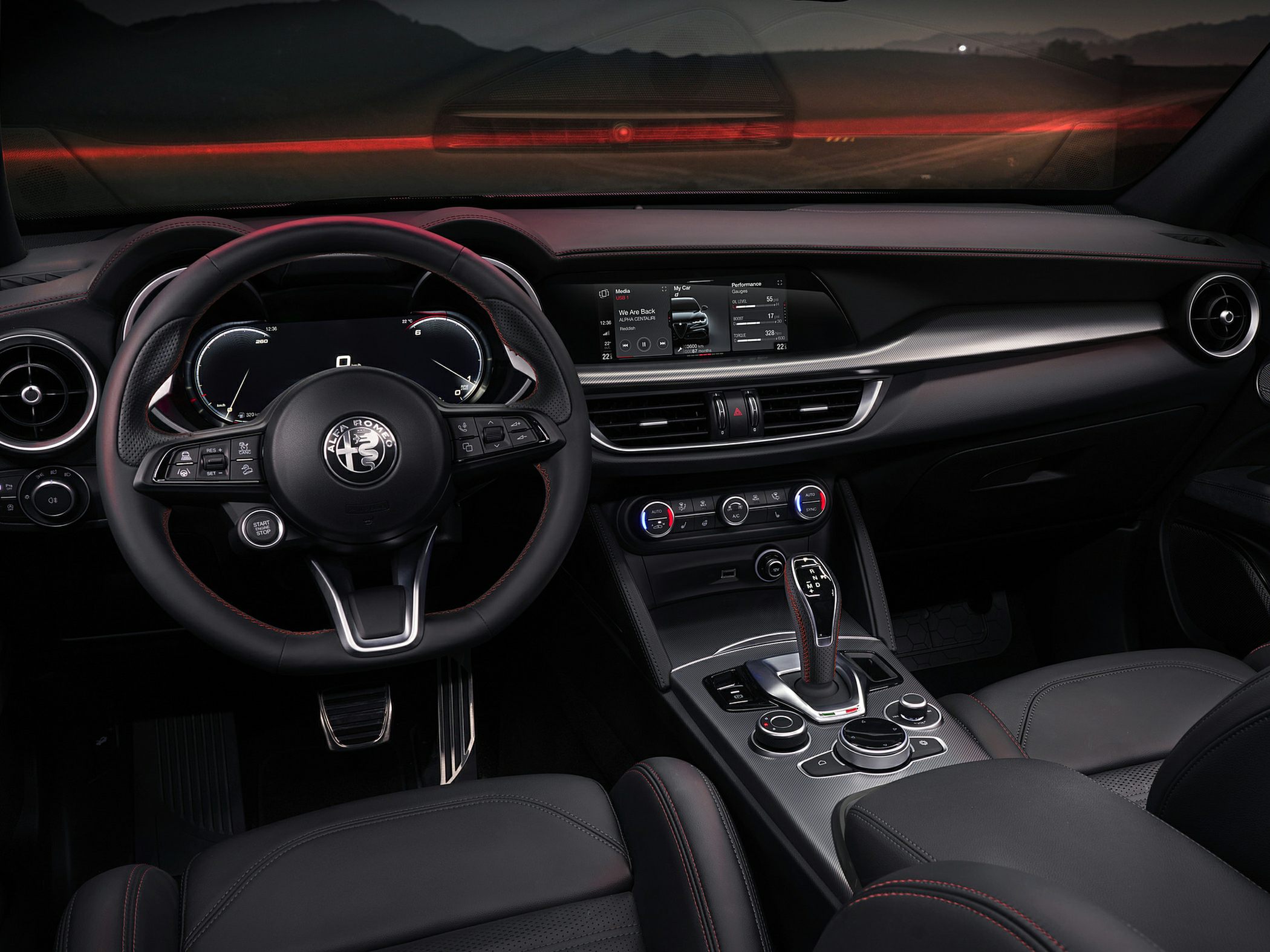 Modern digital dashboard and premium steering wheel with controls