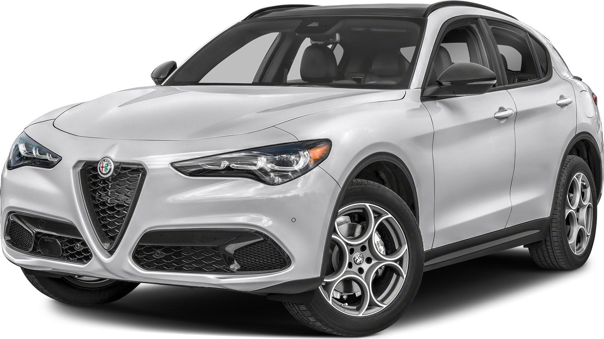 Front angled view of SUV with triangular grille and alloy wheels