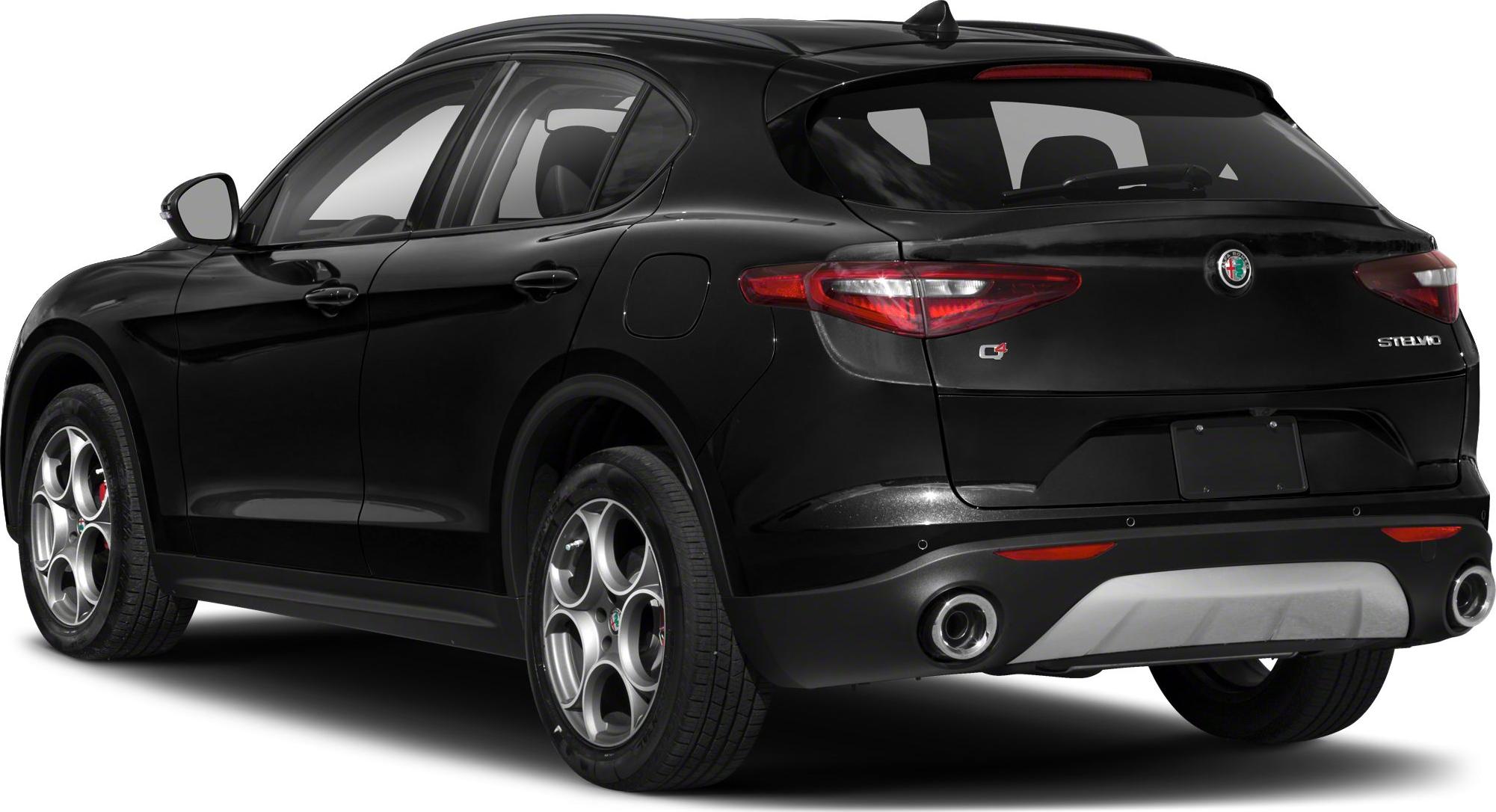 Rear and side view of a black SUV with distinctive tail lights and sporty alloy wheels.