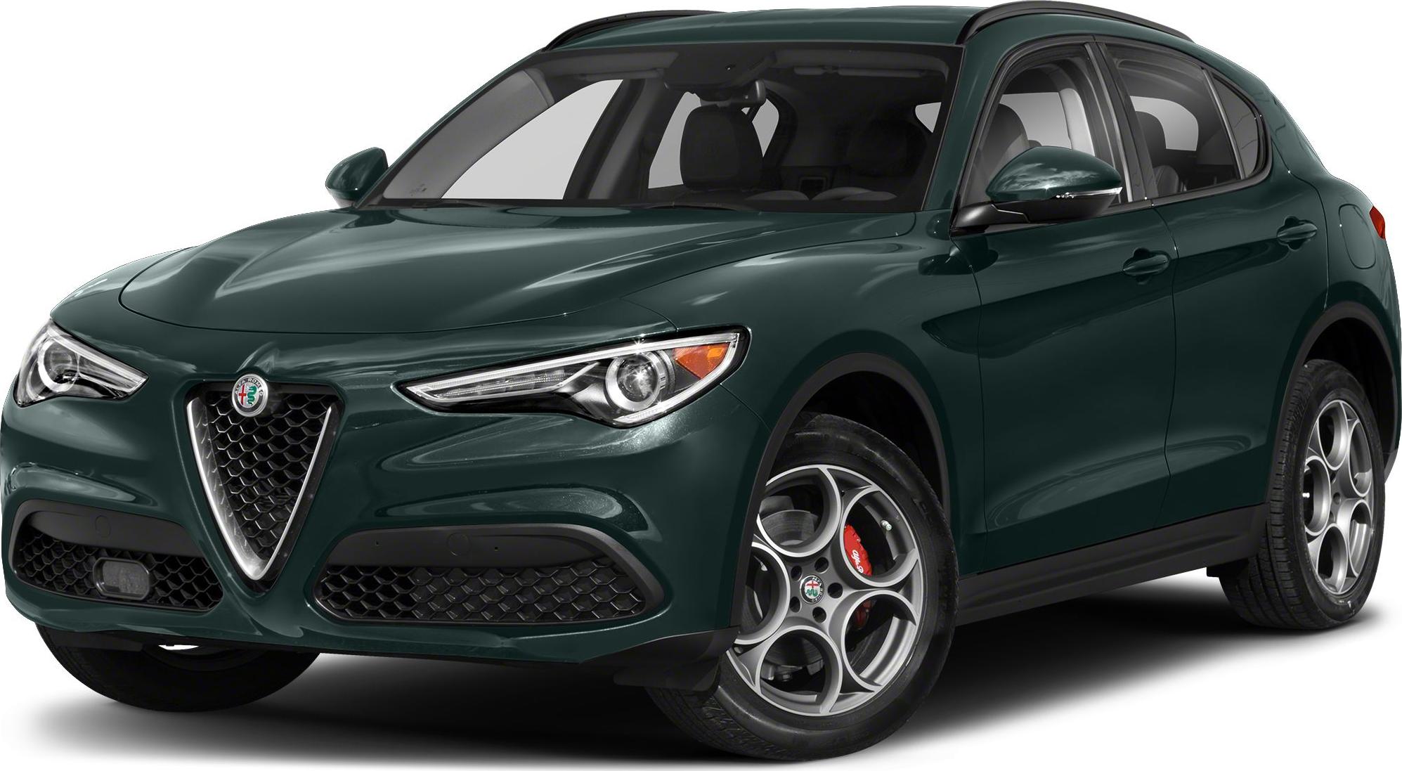 Front side view with Alfa grille and distinctive alloy wheels.
