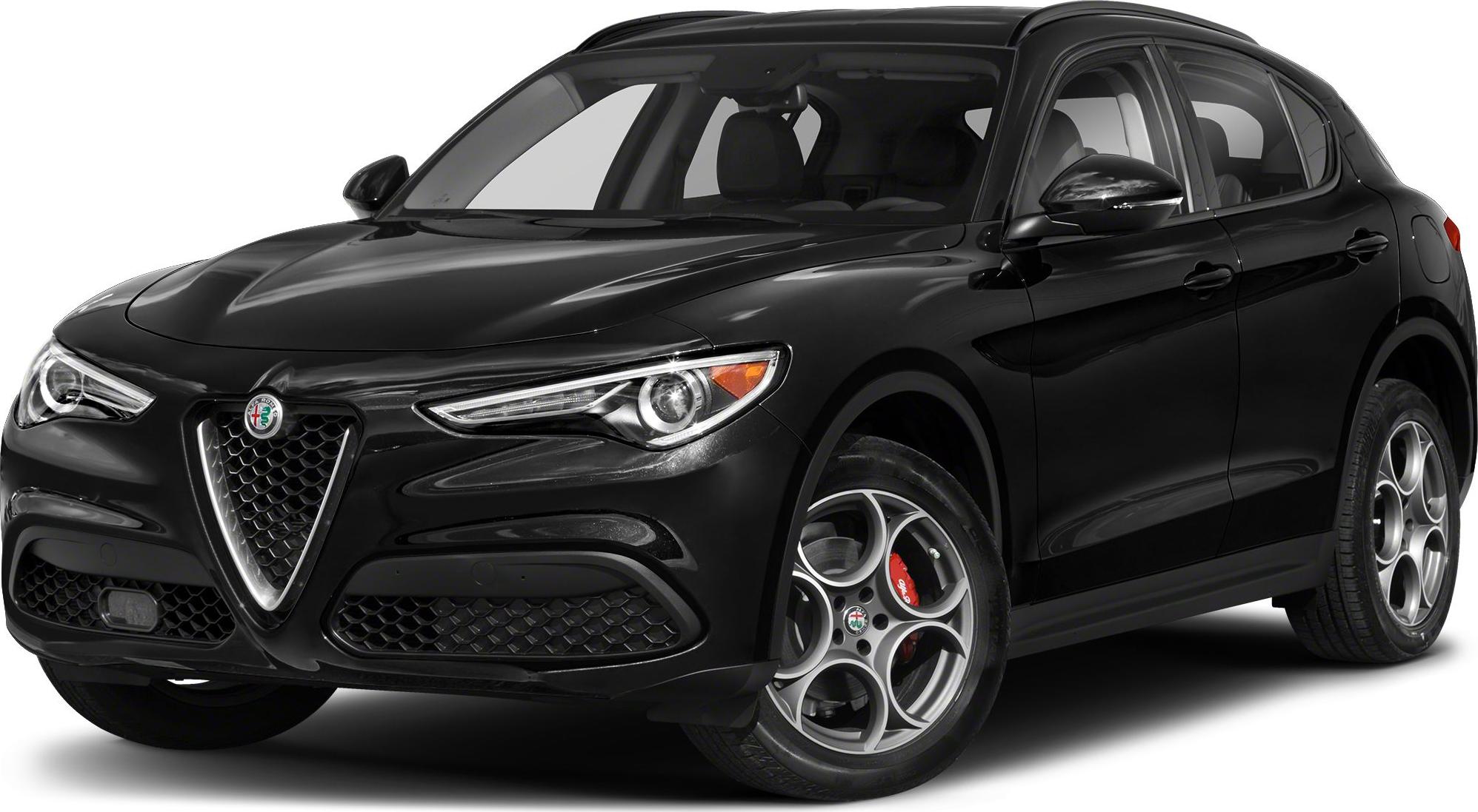 Black SUV front view with triangular grille and distinctive alloy wheels
