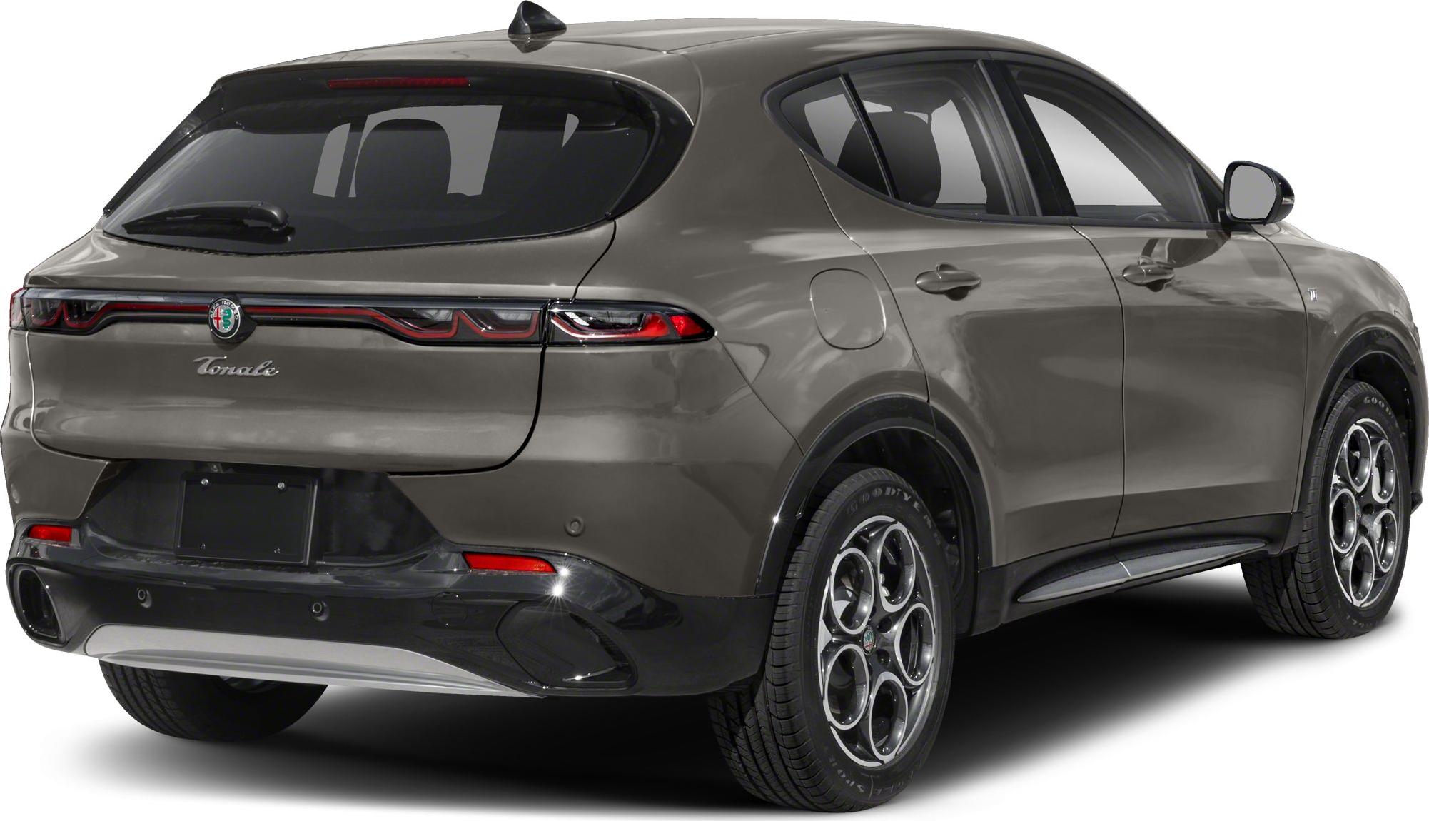 SUV rear view with distinctive taillights and five-hole alloy wheels