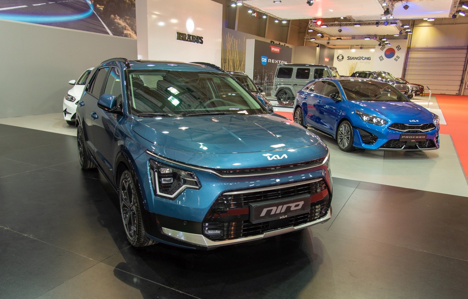 Front grille and LED headlights of a modern SUV