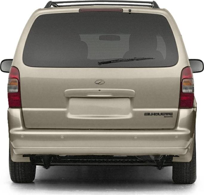 Rear view showing rear window wiper and roof rack on minivan.
