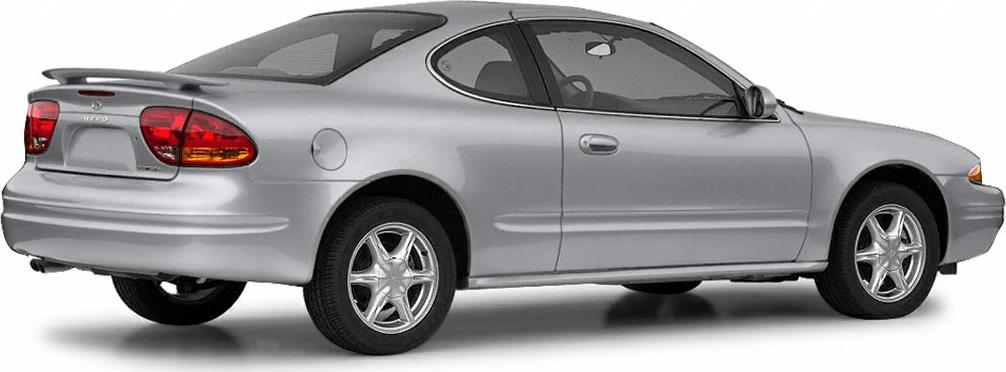 Silver coupe rear side view with spoiler and alloy wheels